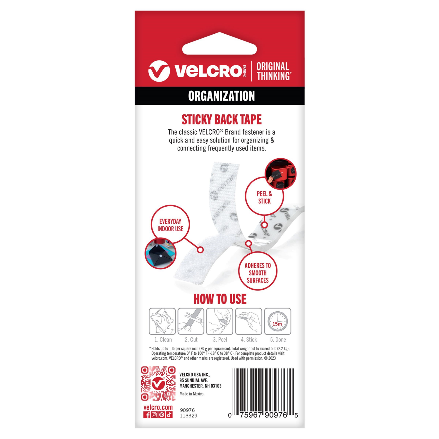 slide 2 of 2, VELCRO Brand x 3/4 In | White Tape Roll with Adhesive |, 6 ft