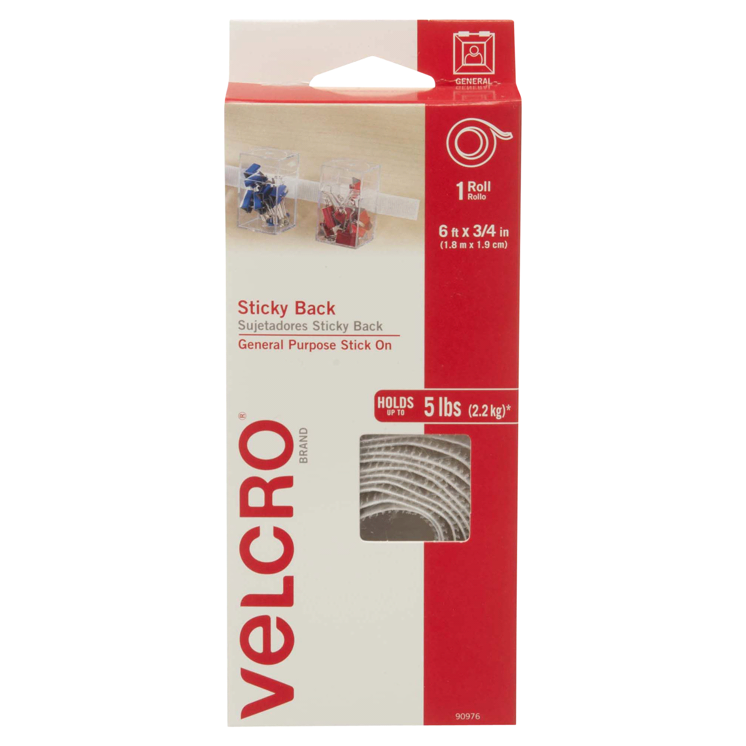 slide 1 of 2, VELCRO Brand x 3/4 In | White Tape Roll with Adhesive |, 6 ft