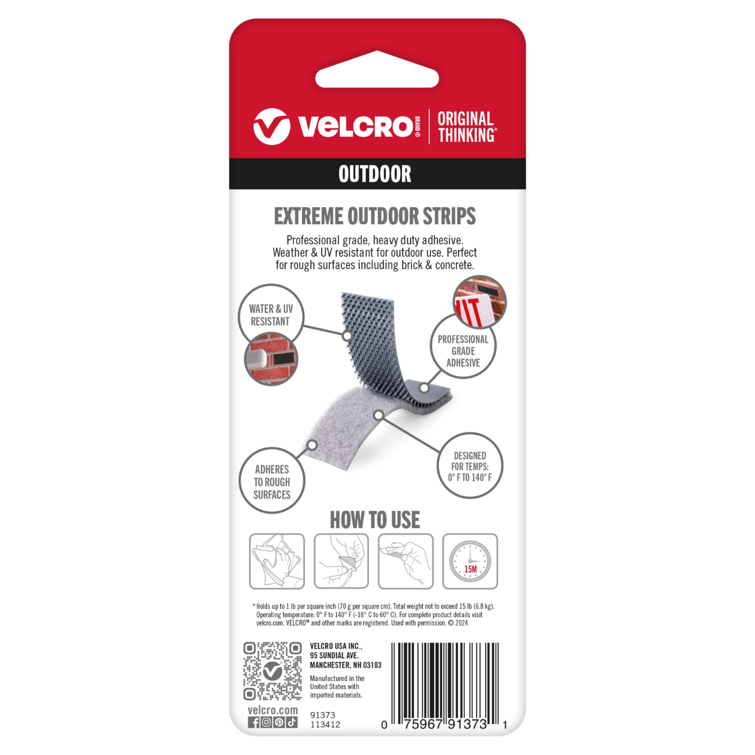 slide 2 of 2, VELCRO Brand Velcro Extreme Strips, 2 ct; 4 in x 2 in