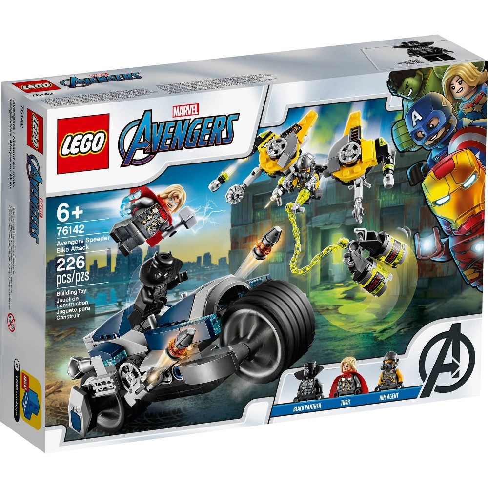 slide 4 of 7, LEGO Marvel Avengers Speeder Bike Attack 76142 Black Panther and Thor set, 1 ct