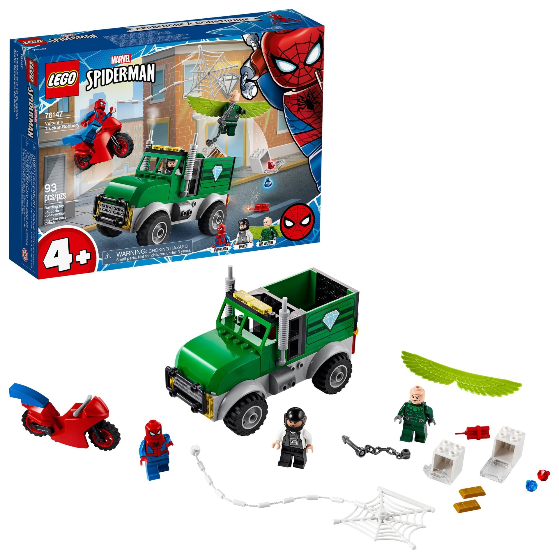 slide 1 of 7, LEGO Marvel Spider-Man Vulture's Trucker Robbery 76147 Starter Building Set, 1 ct