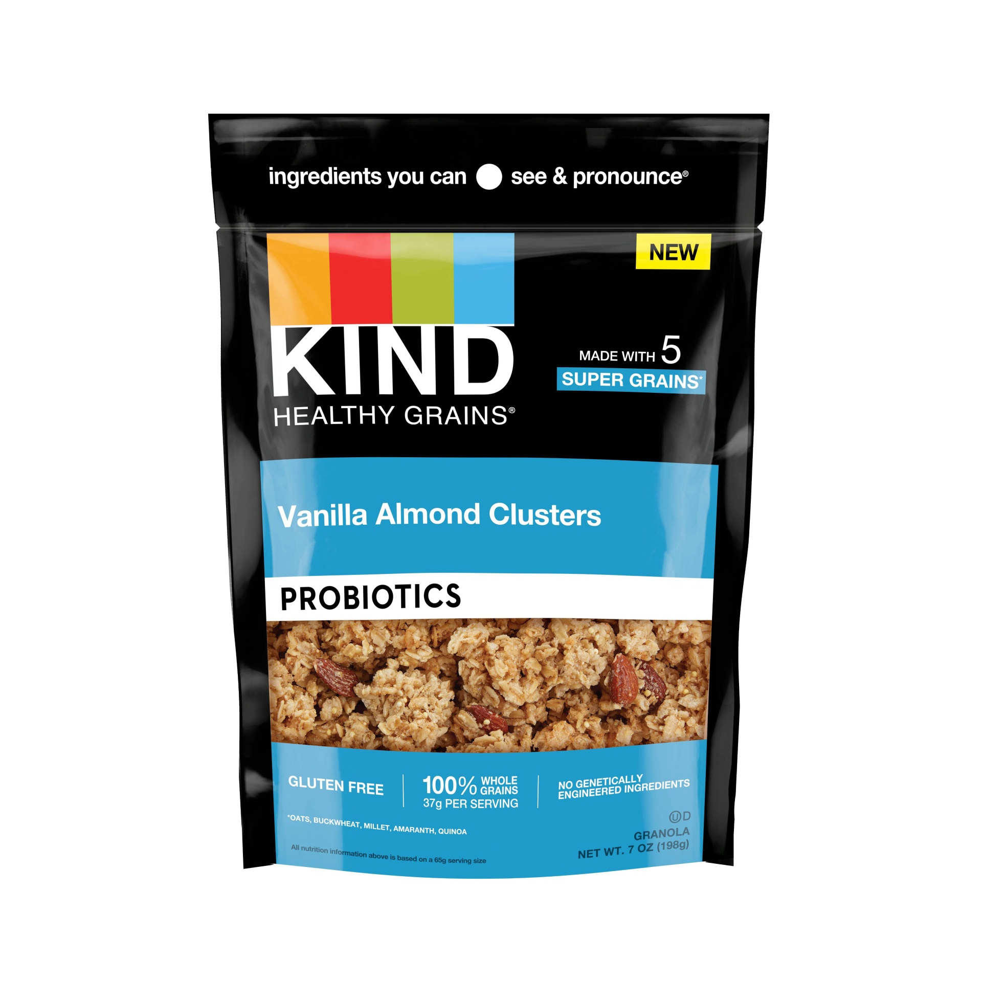 slide 1 of 3, KIND Vanilla Almond Probiotic Clusters, 7 oz
