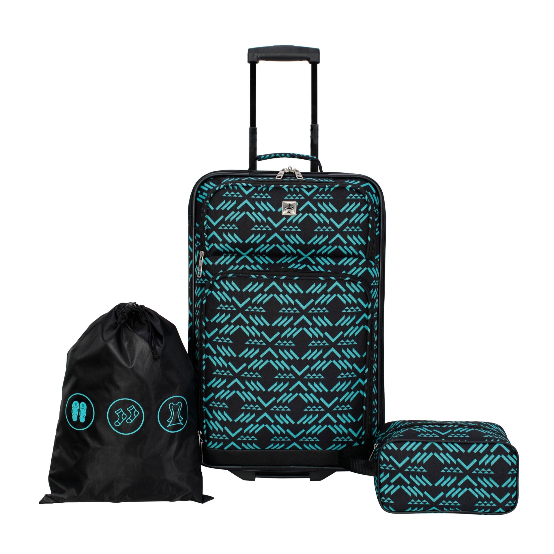 slide 1 of 12, Skyline Luggage Set - Black Aztec, 3 ct