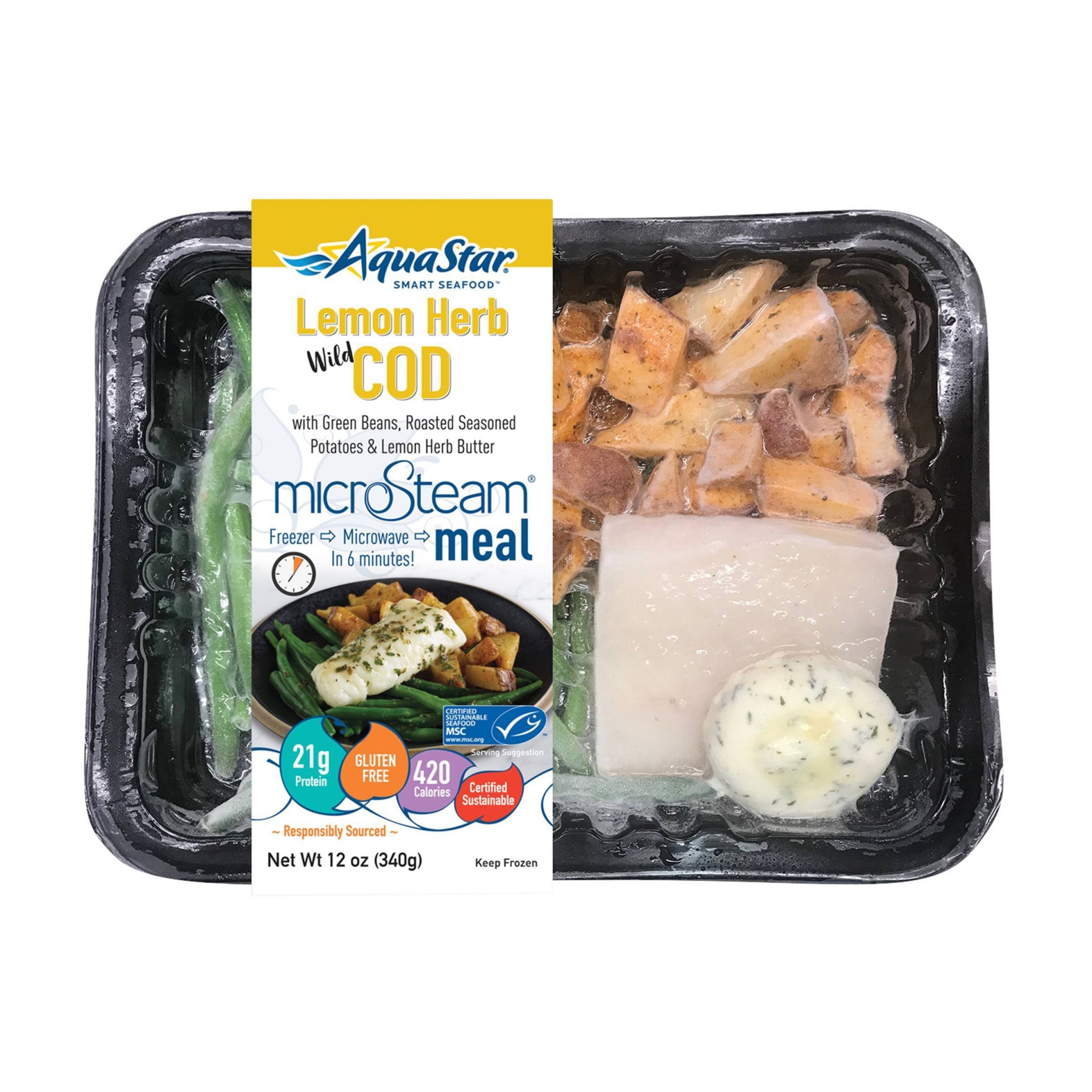 slide 1 of 2, Aqua Star Lemon Herb Wild Cod Meal, 12 oz