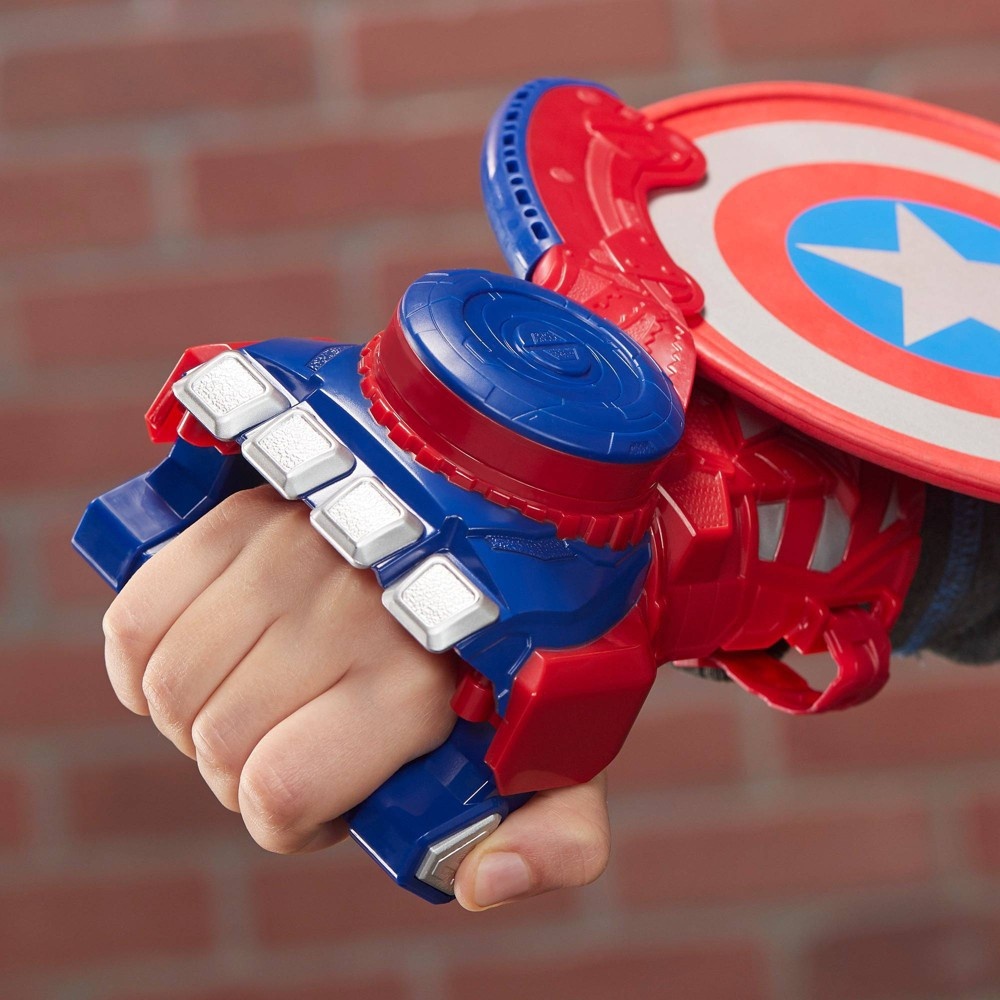 slide 7 of 9, NERF Power Moves Marvel Avengers Captain America Shield Sling, 1 ct