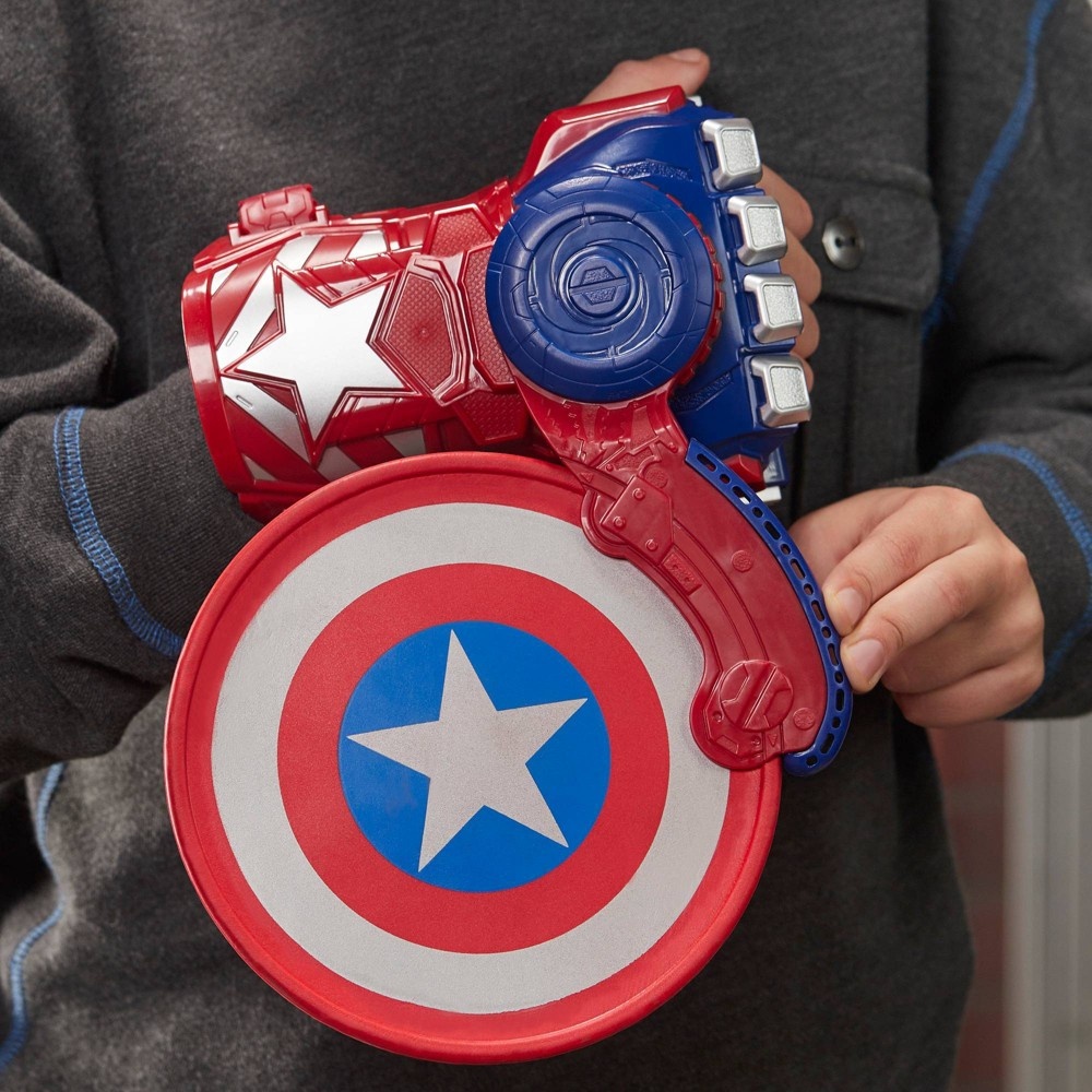 slide 8 of 9, NERF Power Moves Marvel Avengers Captain America Shield Sling, 1 ct