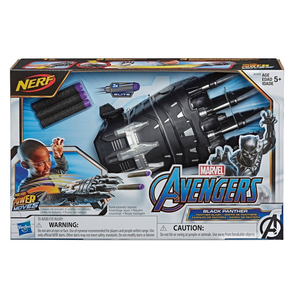 slide 2 of 7, NERF Power Moves Marvel Avengers Black Panther Power Slash, 1 ct