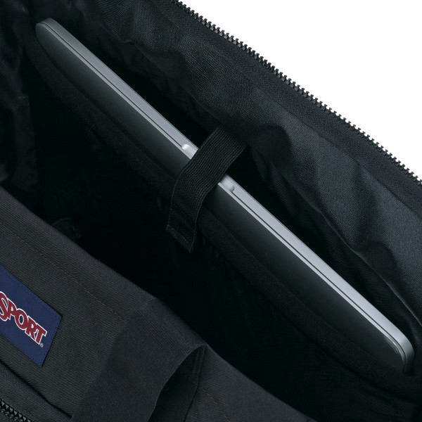 slide 6 of 8, Jansport 600 Denier Polyester Large Day Tote, 14""H X 19""W X 7""D, 100% Recycled, Black, 1 ct