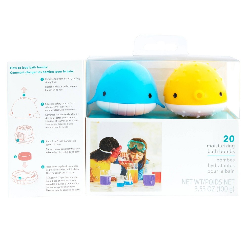 slide 2 of 10, Munchkin Color Buddies Moisturizing Bath Water Color Tablets and Toy Dispenser - 20 Tablets and 2 Toy Dispensers, 1 ct