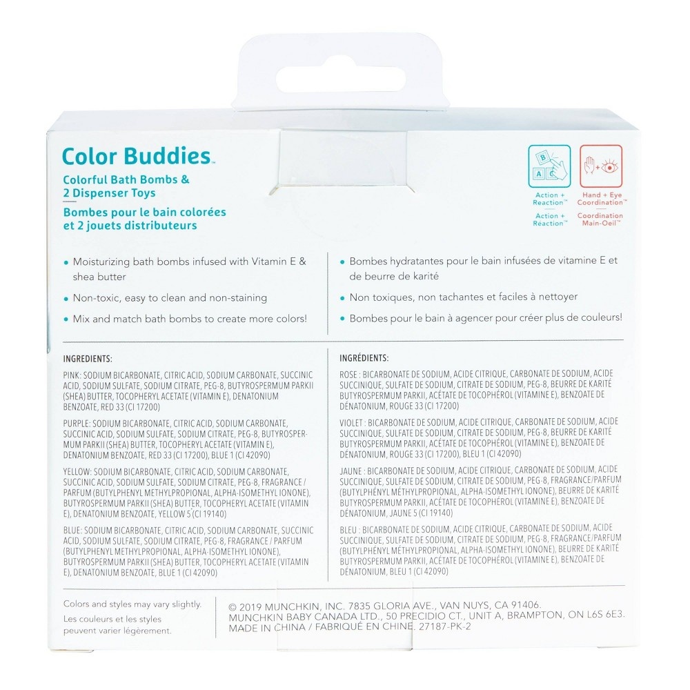 slide 3 of 10, Munchkin Color Buddies Moisturizing Bath Water Color Tablets and Toy Dispenser - 20 Tablets and 2 Toy Dispensers, 1 ct