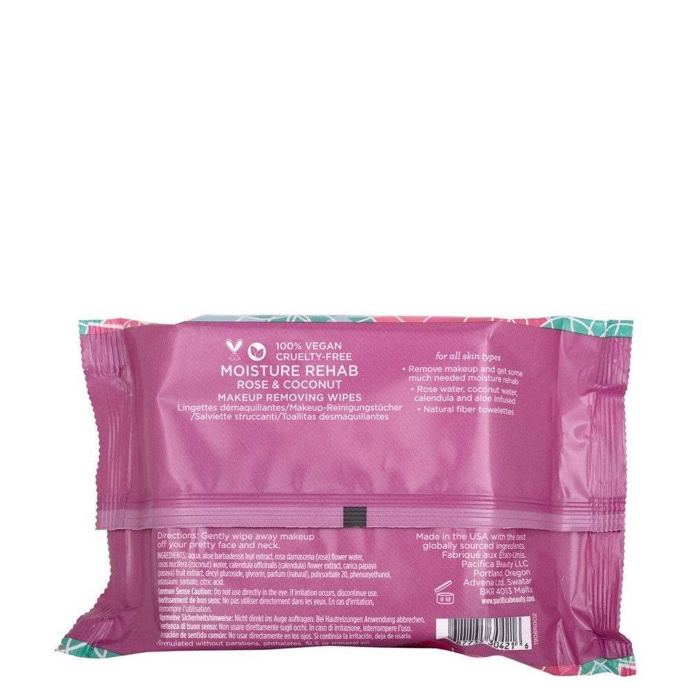 slide 2 of 3, Pacifica Moisture Rehab Makeup Removing Wipes - Rose & Coconut, 30 ct
