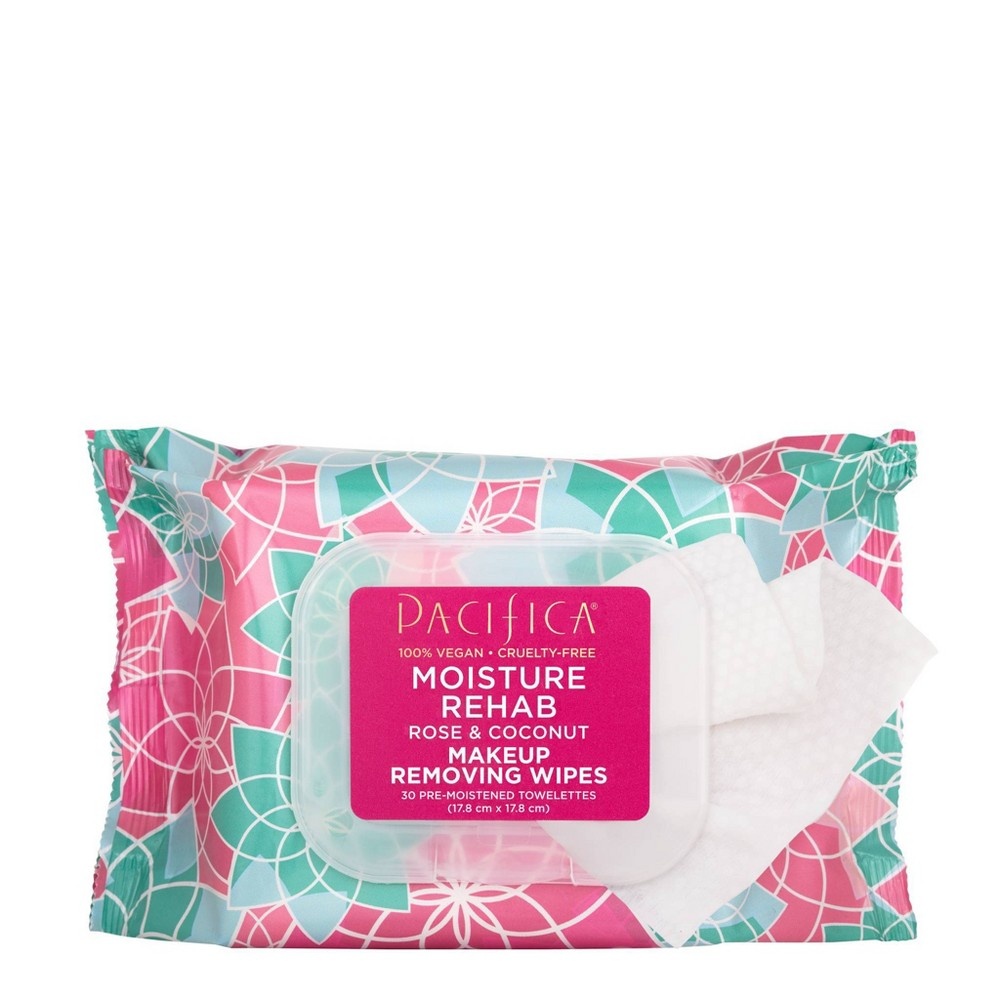 slide 3 of 3, Pacifica Moisture Rehab Makeup Removing Wipes - Rose & Coconut, 30 ct