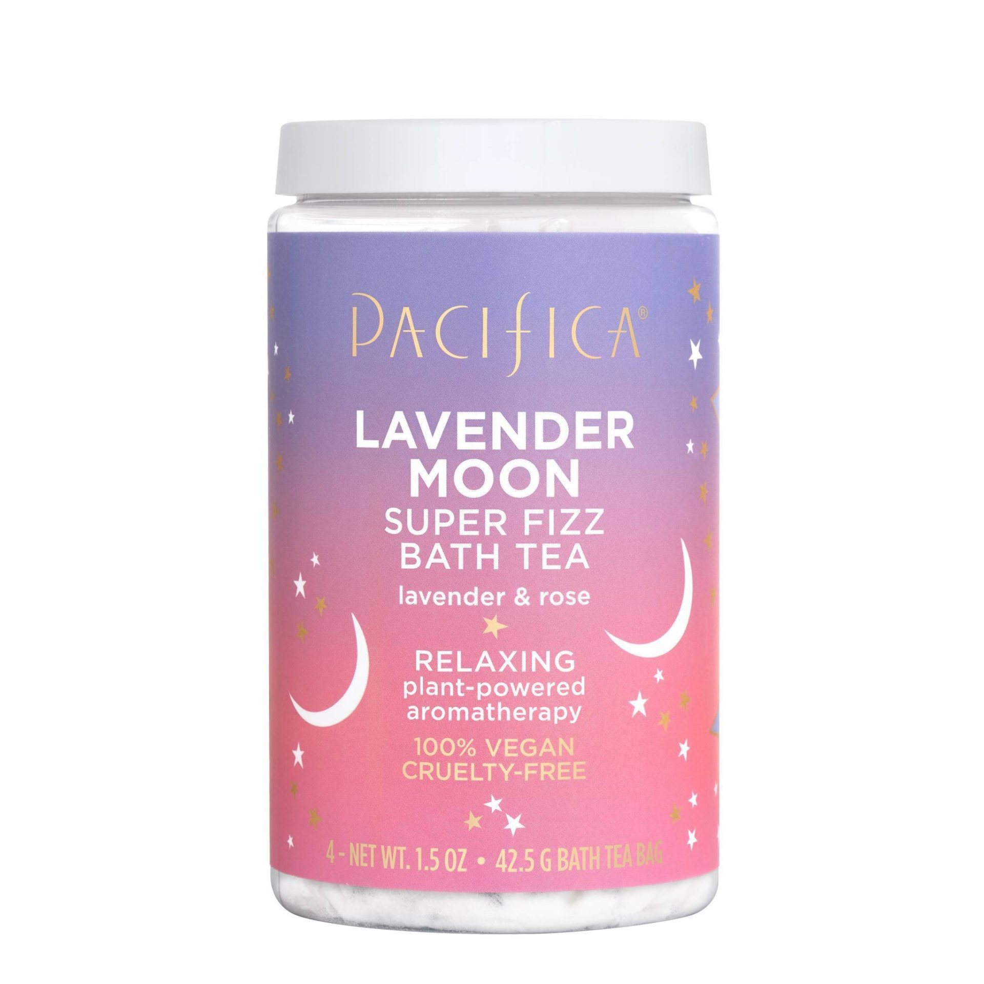 slide 1 of 2, Pacifica Lavender Moon & Rose Super Fizz Bath Tea, 1.5 oz