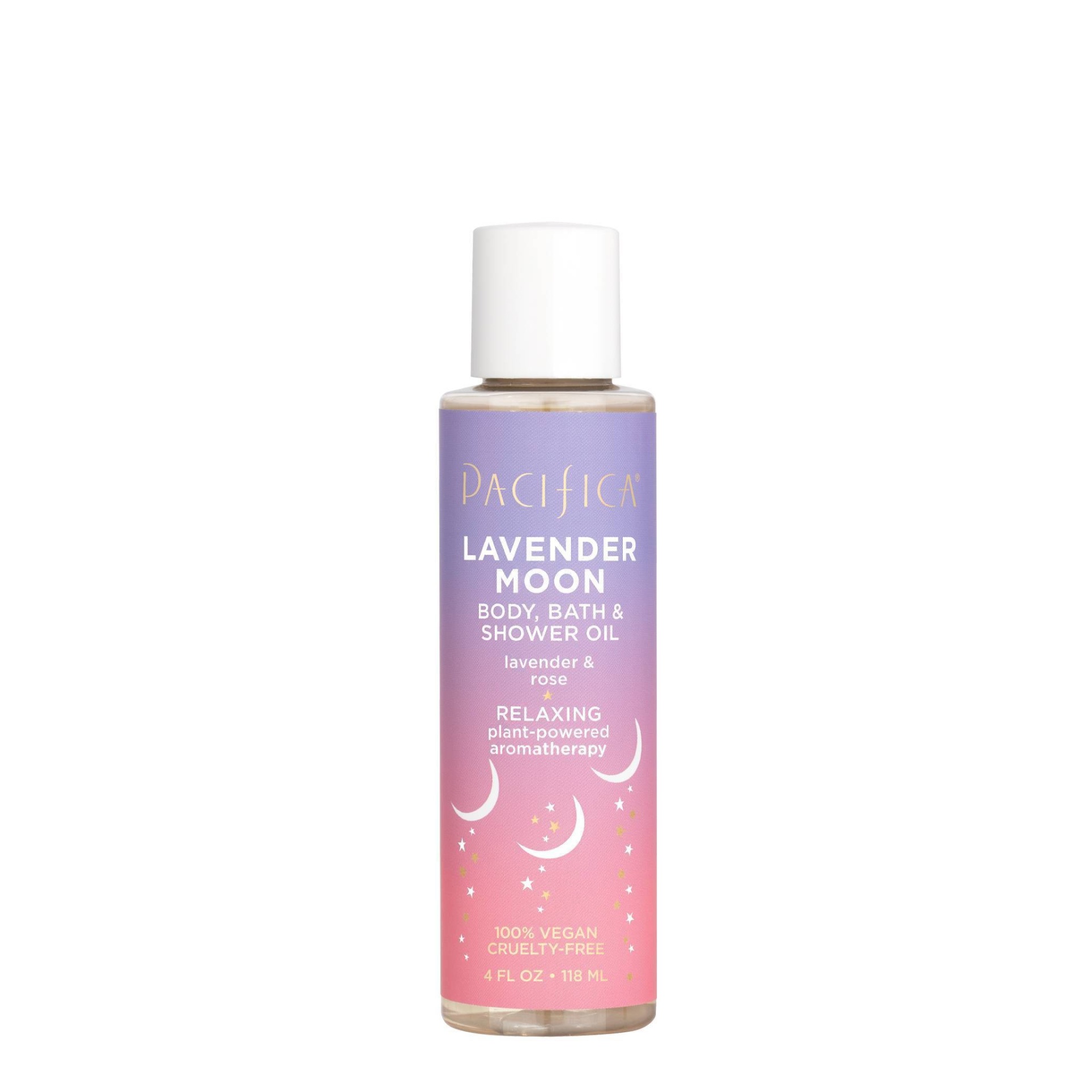 slide 1 of 4, Pacifica Lavender and Rose Moon Bath Body & Shower Oil, 4 fl oz