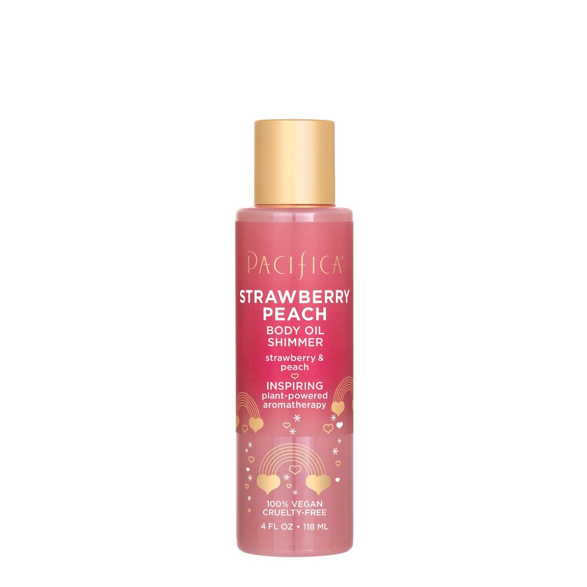 slide 1 of 3, Pacifica Strawberry and Peach Shimmer Body Oil, 4 fl oz