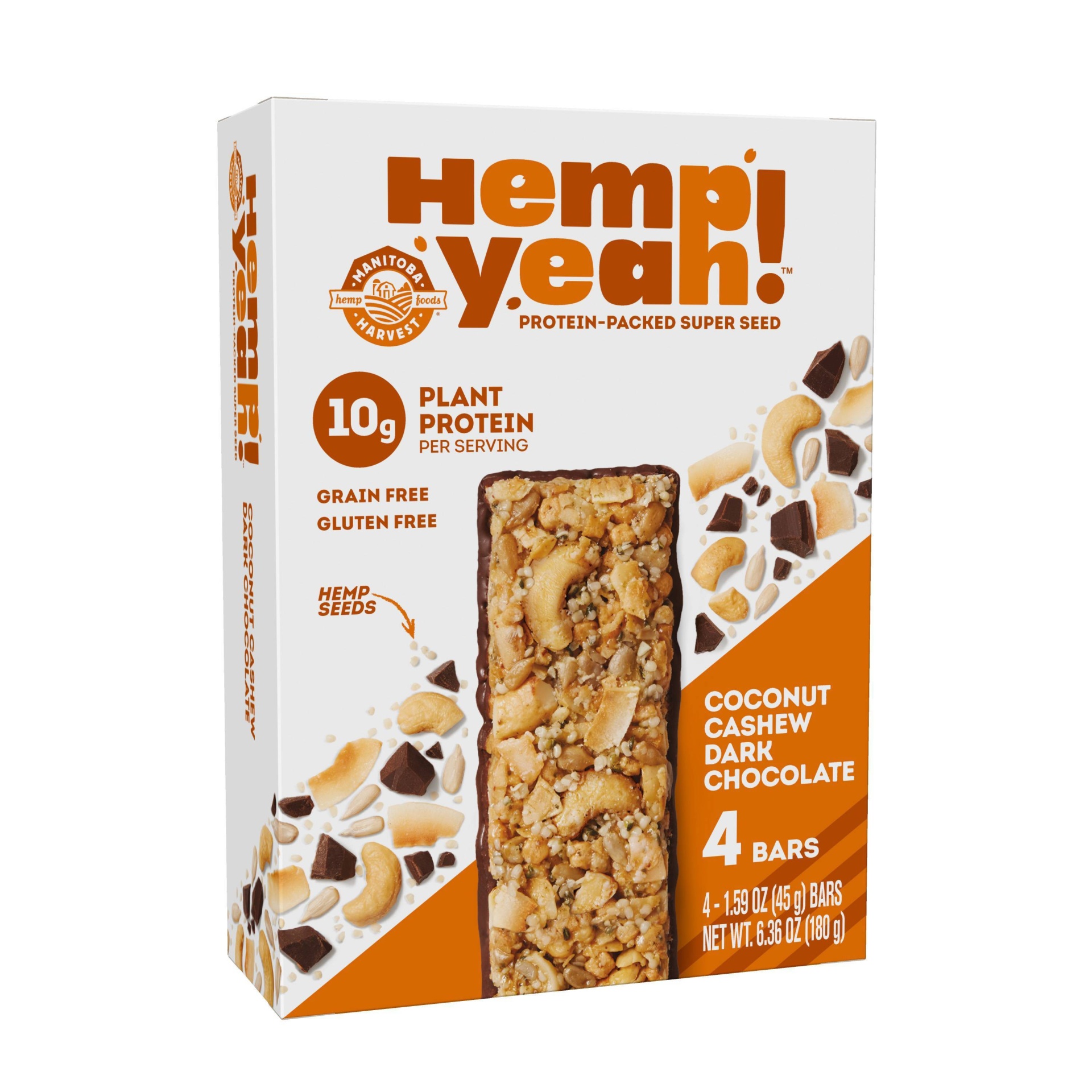 slide 1 of 1, Manitoba Harvest Hemp Yeah! Coconut Cashew Dark Chocolate Bars, 4 ct