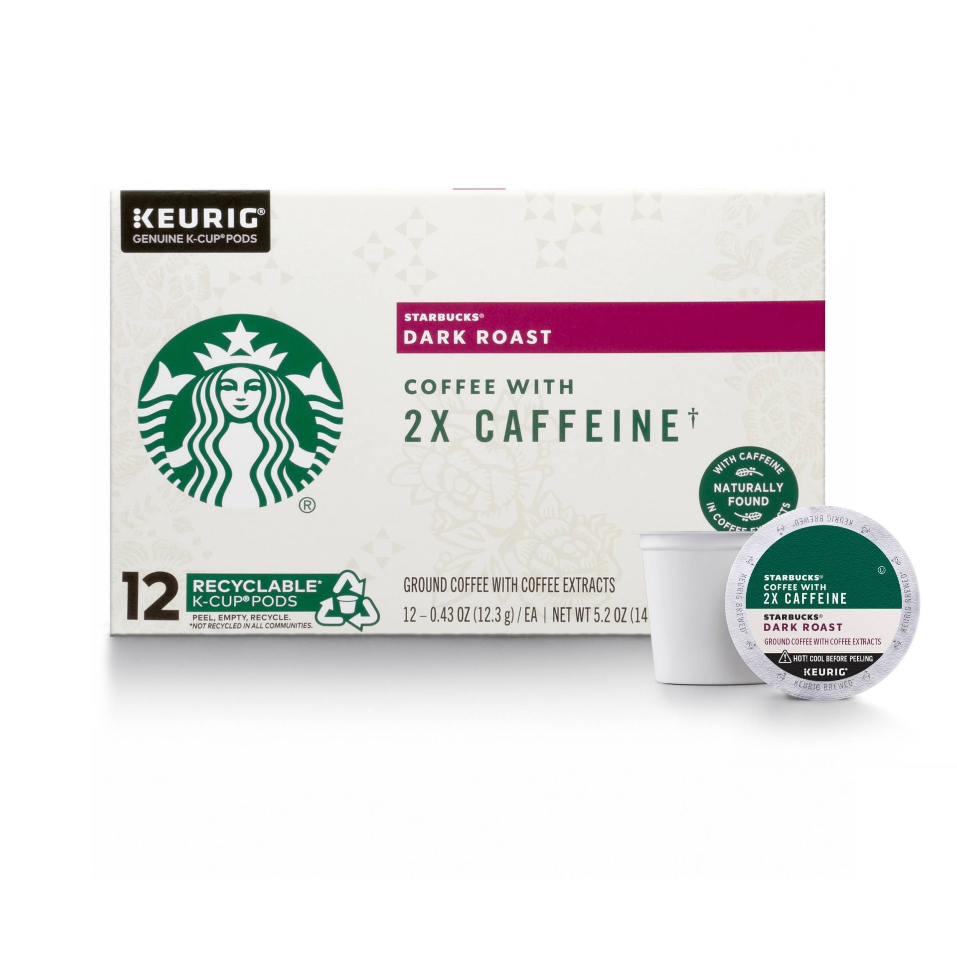 slide 1 of 3, Starbucks Dark Roast K-Cup Coffee Pods with 2X Caffeine — for Keurig Brewers — 1 box (12 pods), 1 ct