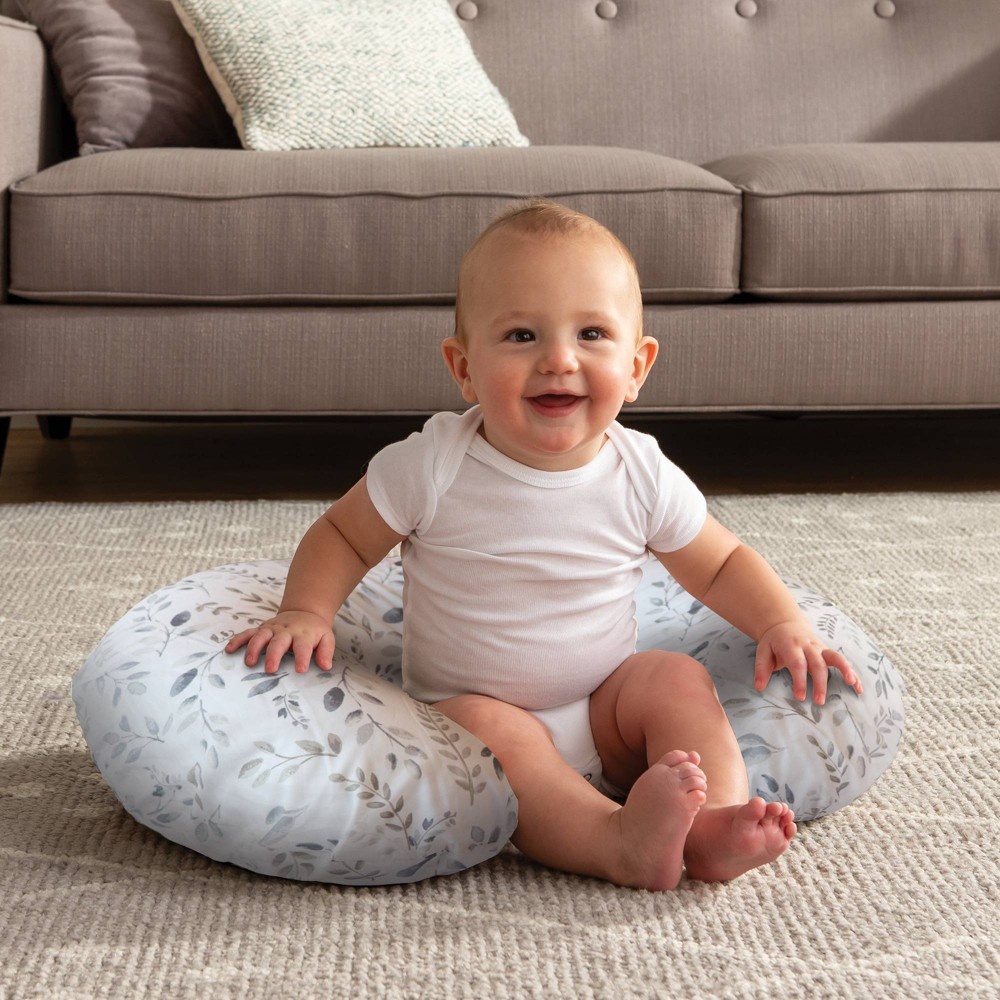 slide 3 of 6, Boppy Original Feeding and Infant Support Pillow - Gray Taupe Leaves, 1 ct