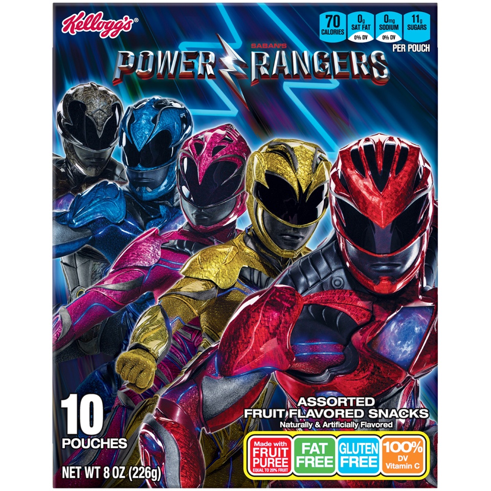 slide 1 of 7, Kellogg's Power Rangers Fruit Flavored Snacks, 10 ct