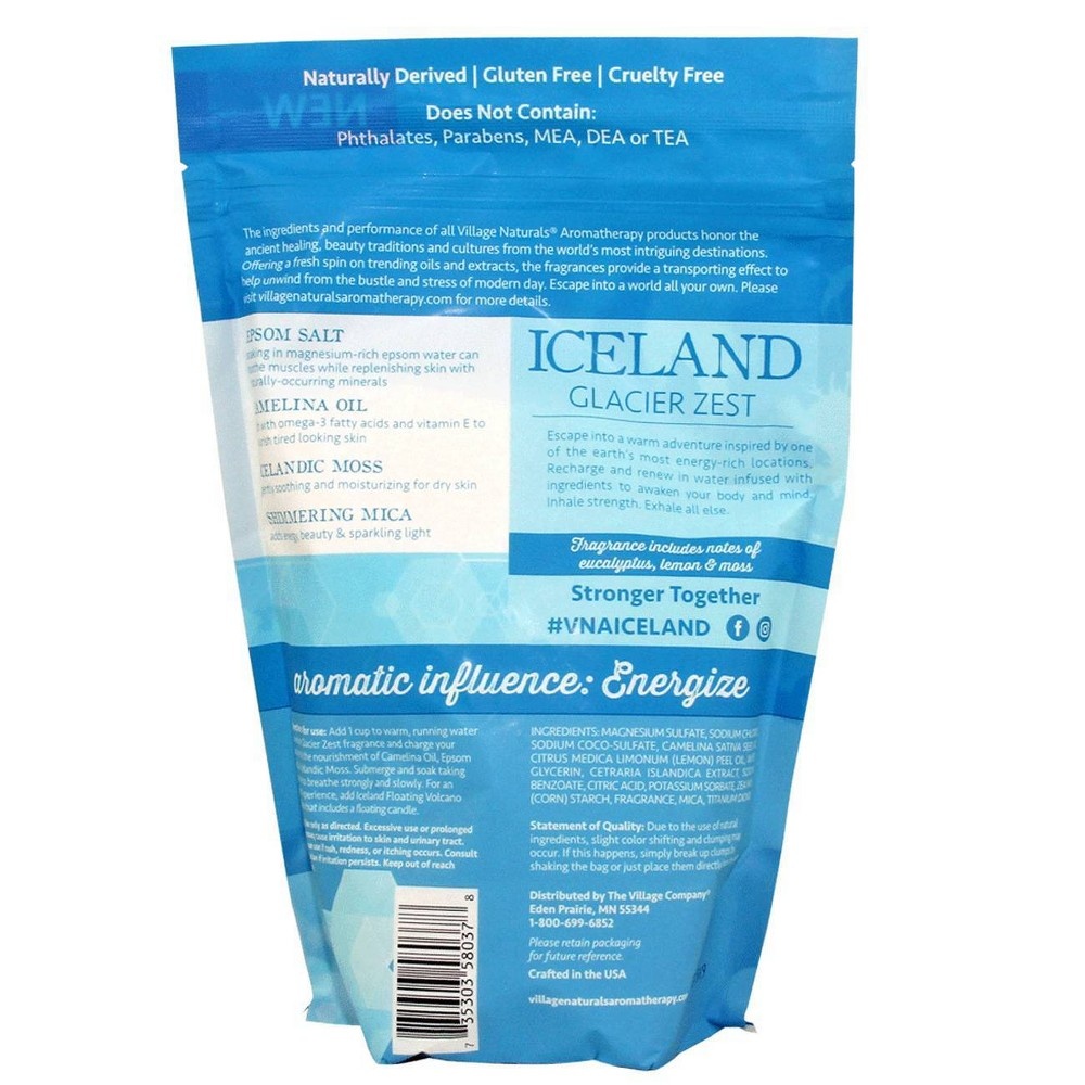 slide 2 of 4, Village Naturals Bath Shoppe Aromatherapy Iceland Epsom Bath Soak, 36 oz