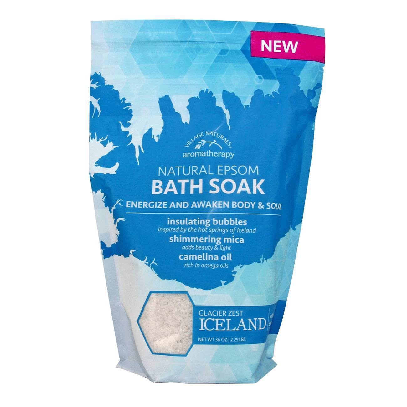 slide 1 of 4, Village Naturals Bath Shoppe Aromatherapy Iceland Epsom Bath Soak, 36 oz