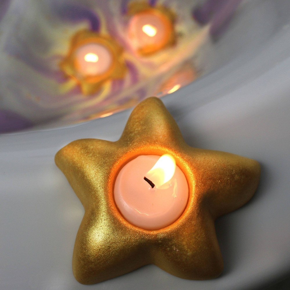 slide 4 of 4, Village Naturals Bath Shoppe India Relaxing Star Floating Bath Bomb with Candle, 3.5 oz