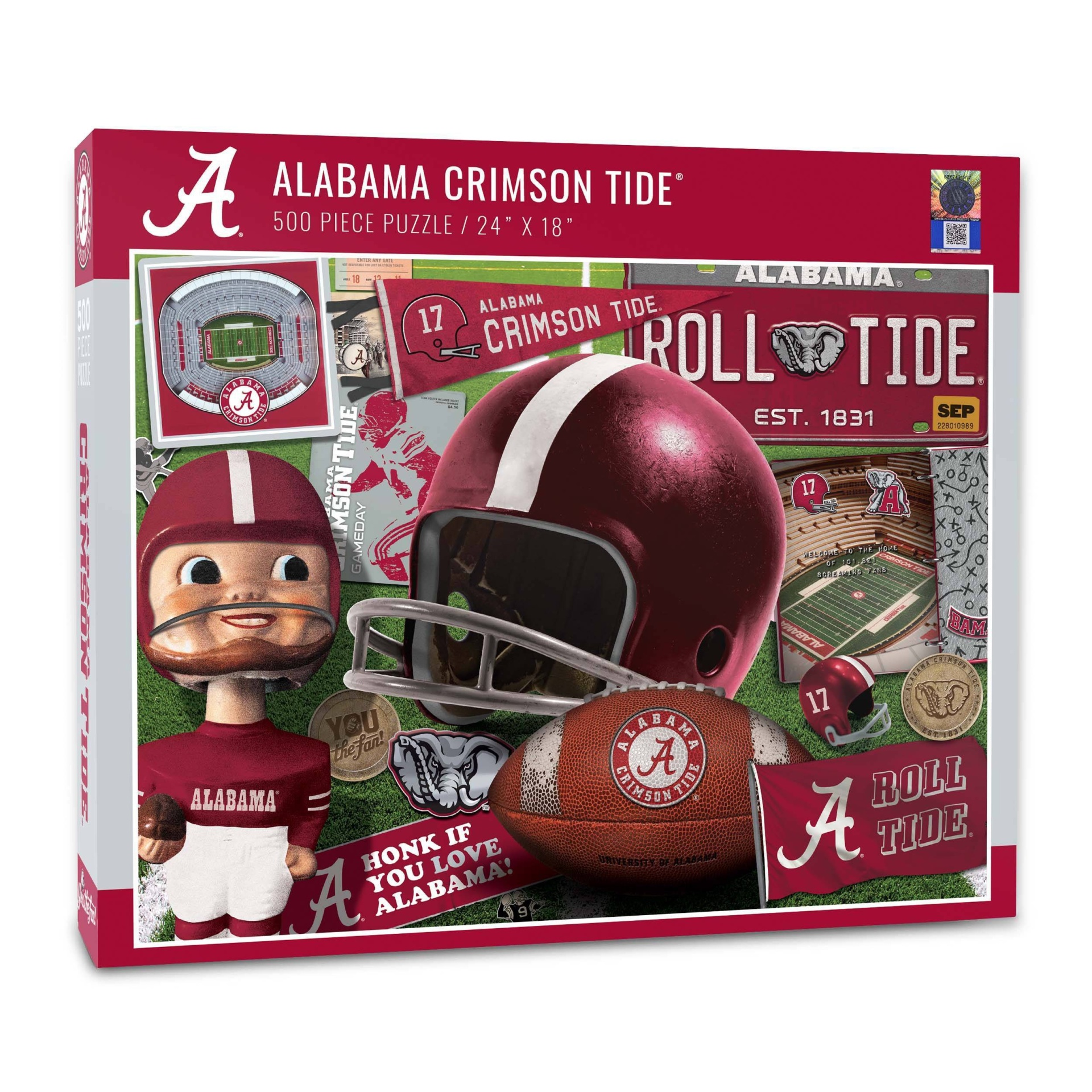 slide 1 of 3, NCAA Alabama Crimson Tide Throwback Puzzle, 500 ct