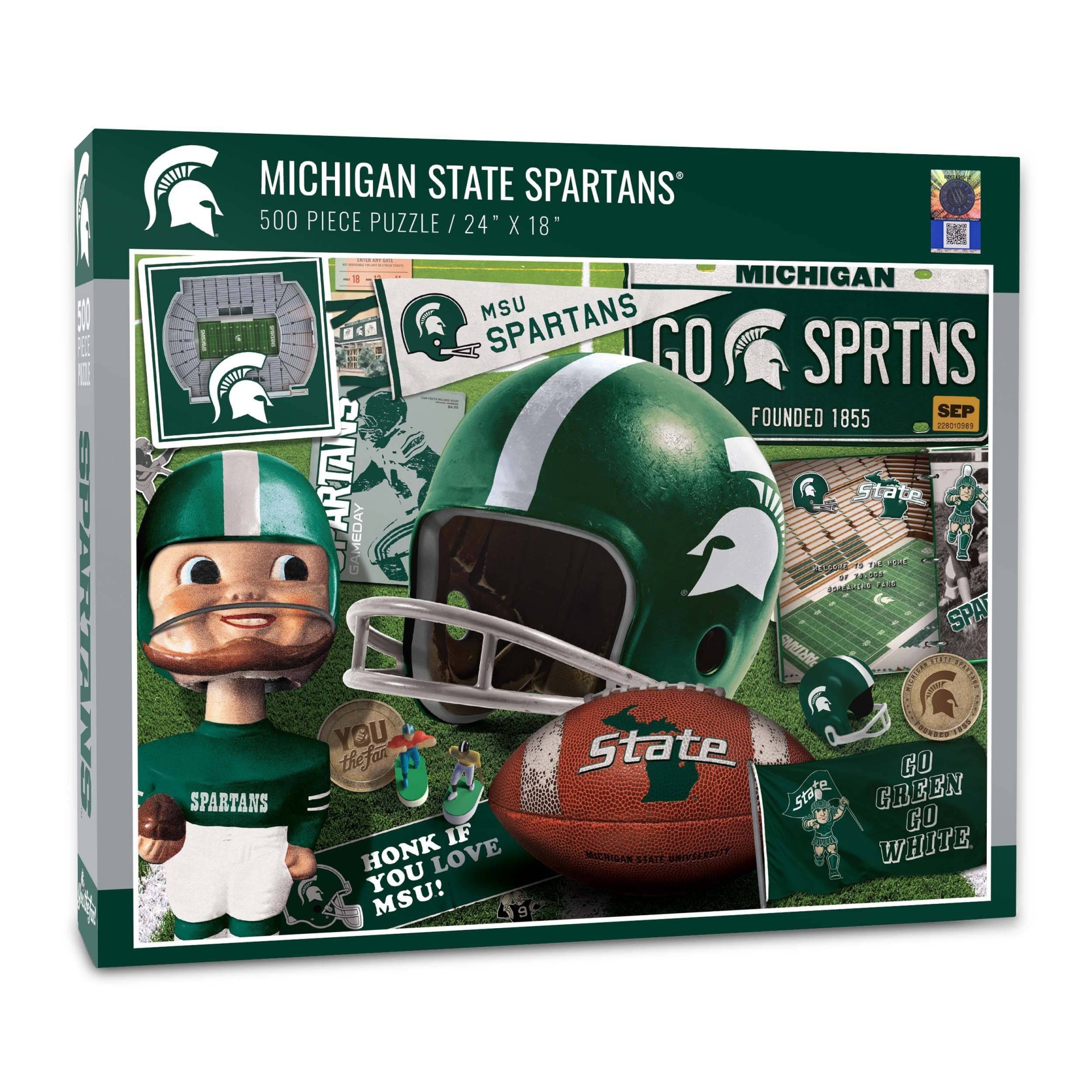 slide 1 of 3, NCAA Michigan State Spartans Throwback Puzzle, 500 ct