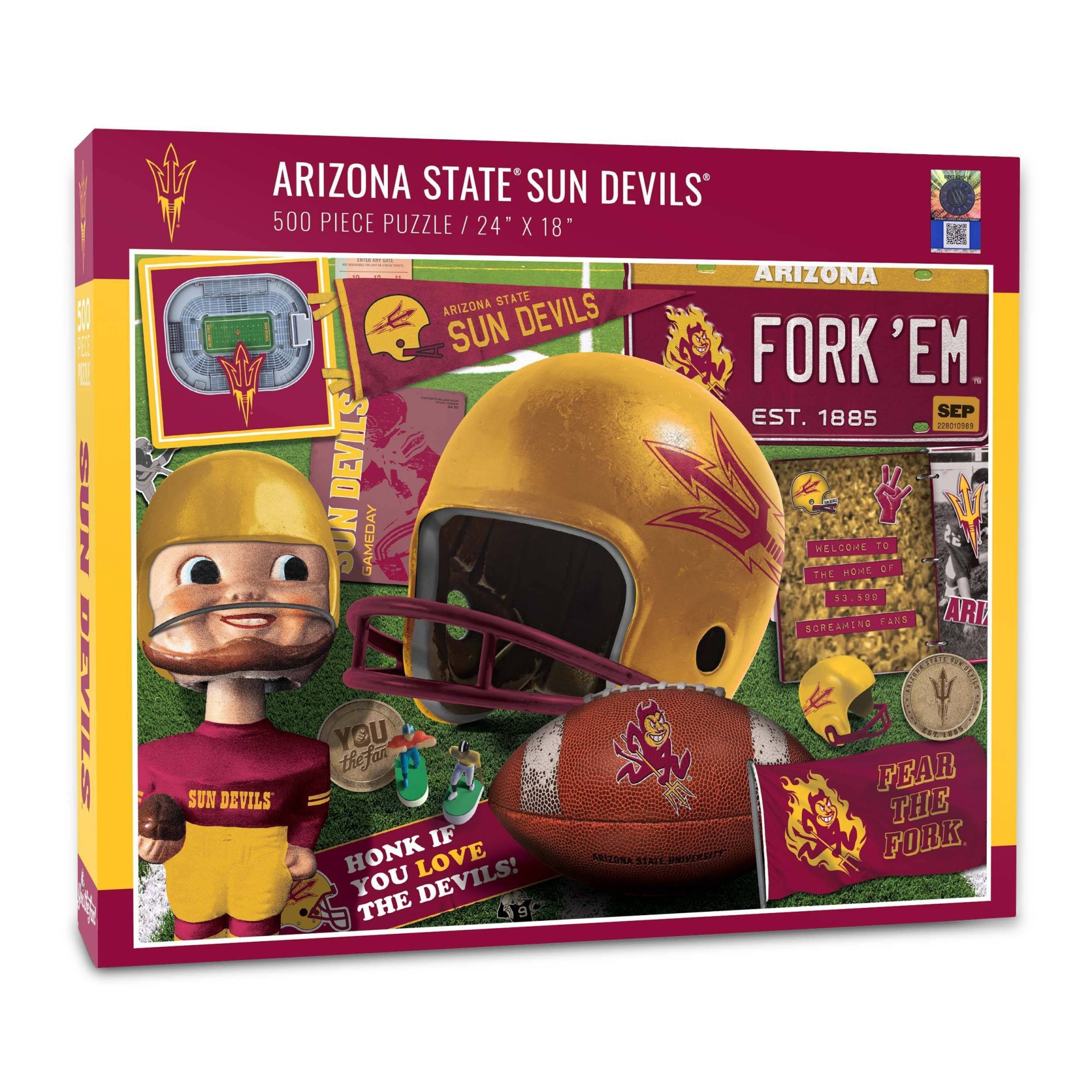 slide 1 of 3, NCAA Arizona State Sun Devils Throwback Puzzle, 500 ct