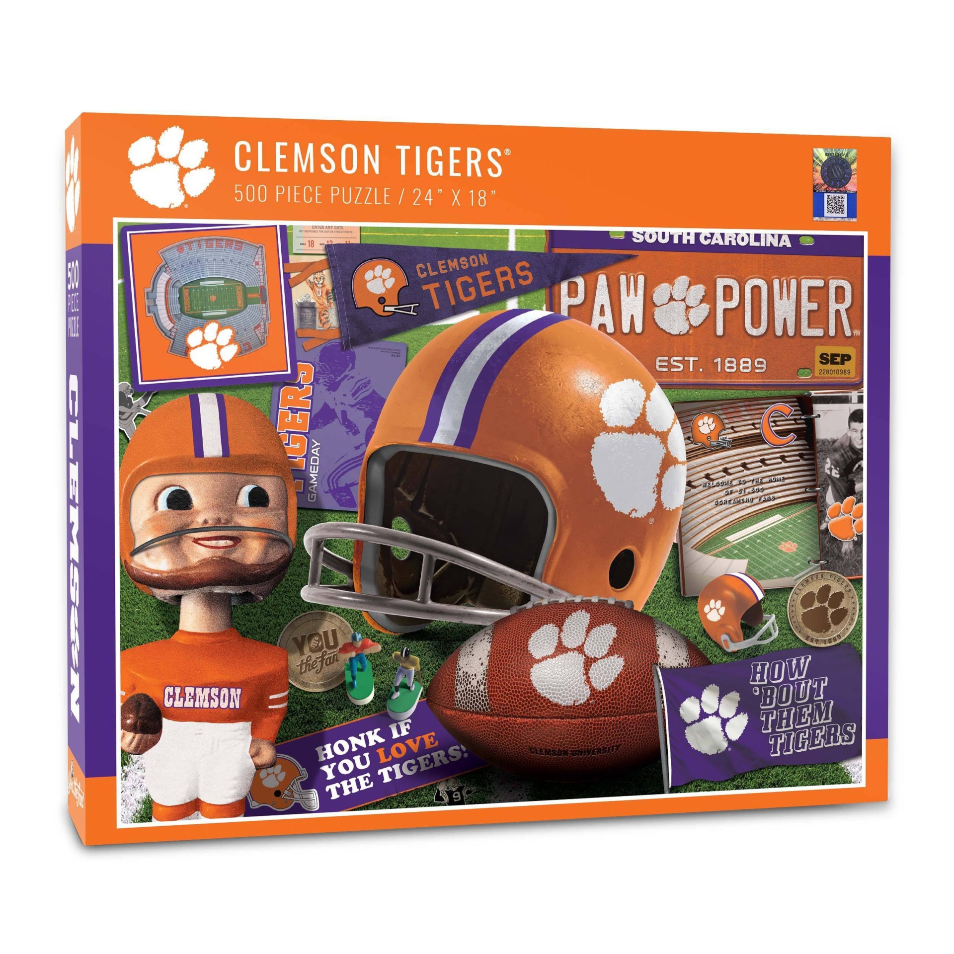 slide 1 of 3, NCAA Clemson Tigers Throwback Puzzle, 500 ct