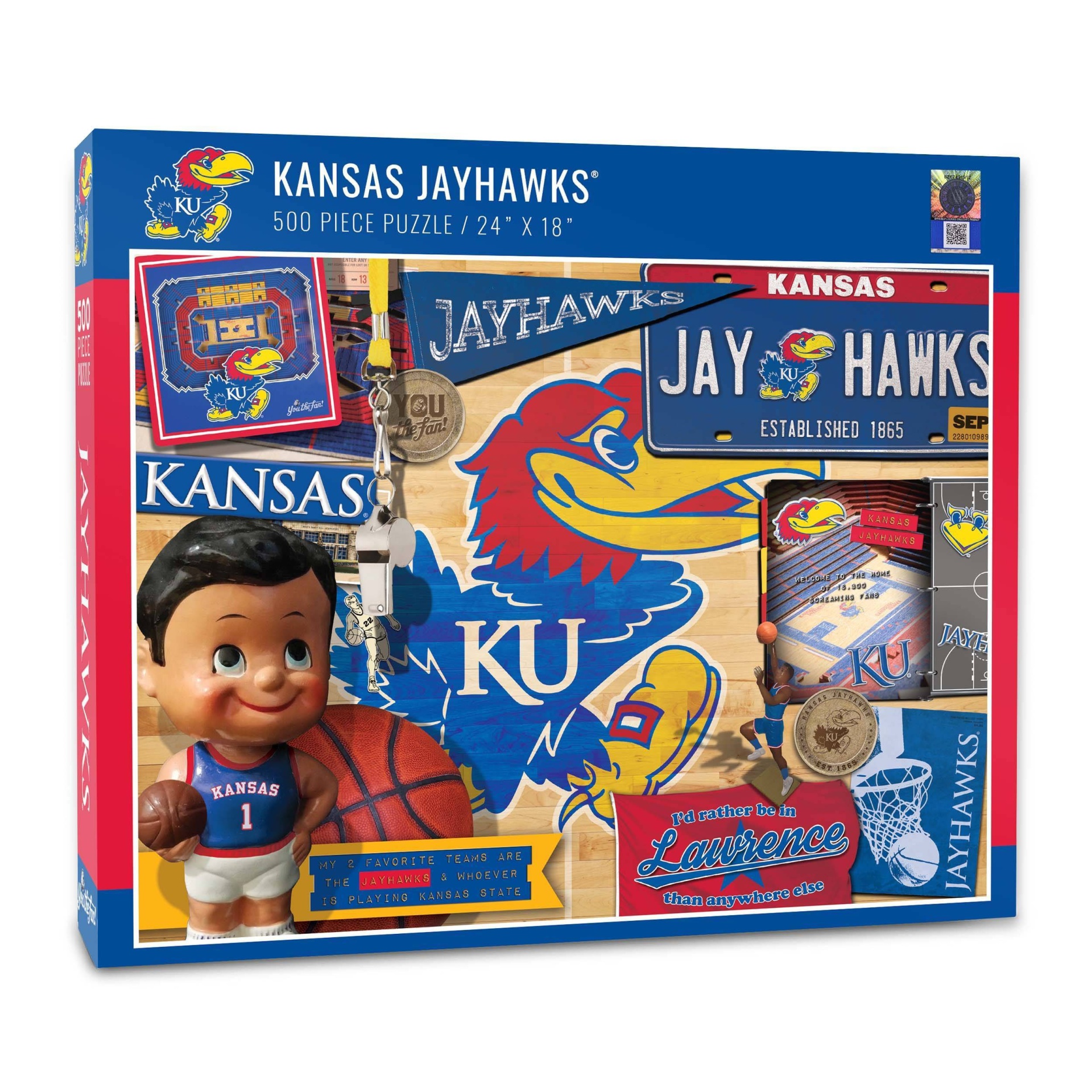 slide 1 of 3, NCAA Kansas Jayhawks Throwback Puzzle, 500 ct