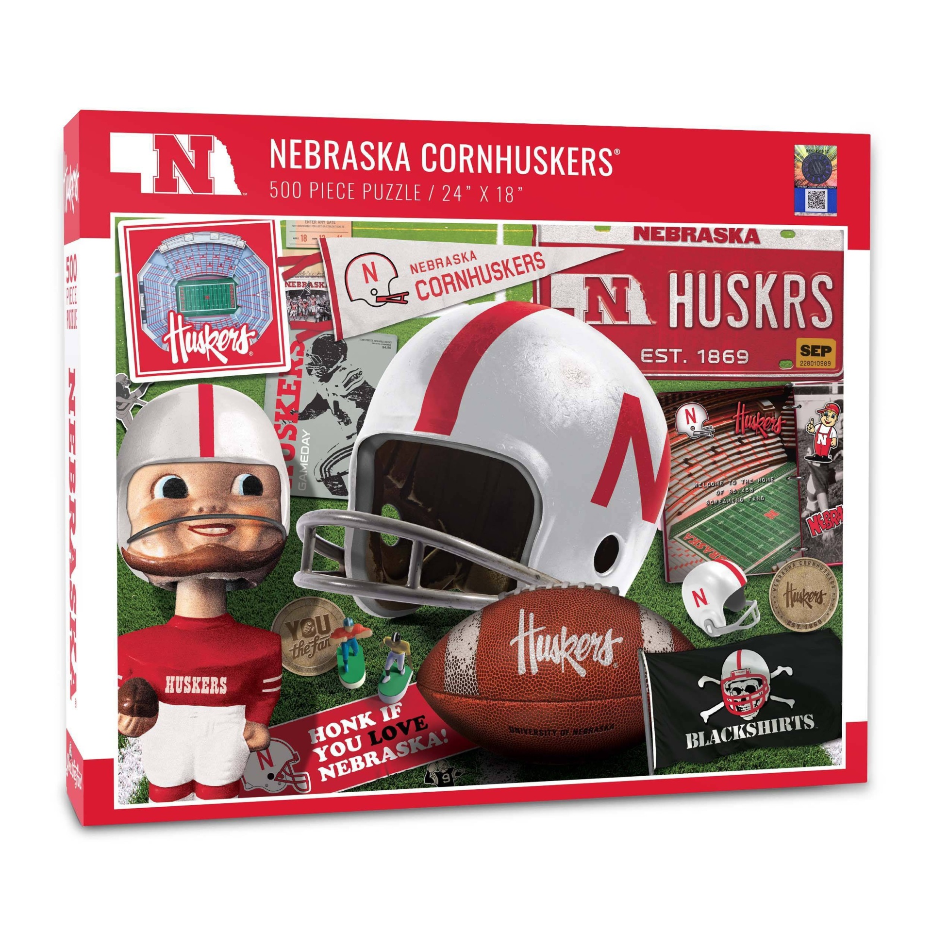 slide 1 of 3, NCAA Nebraska Cornhuskers Throwback Puzzle, 500 ct