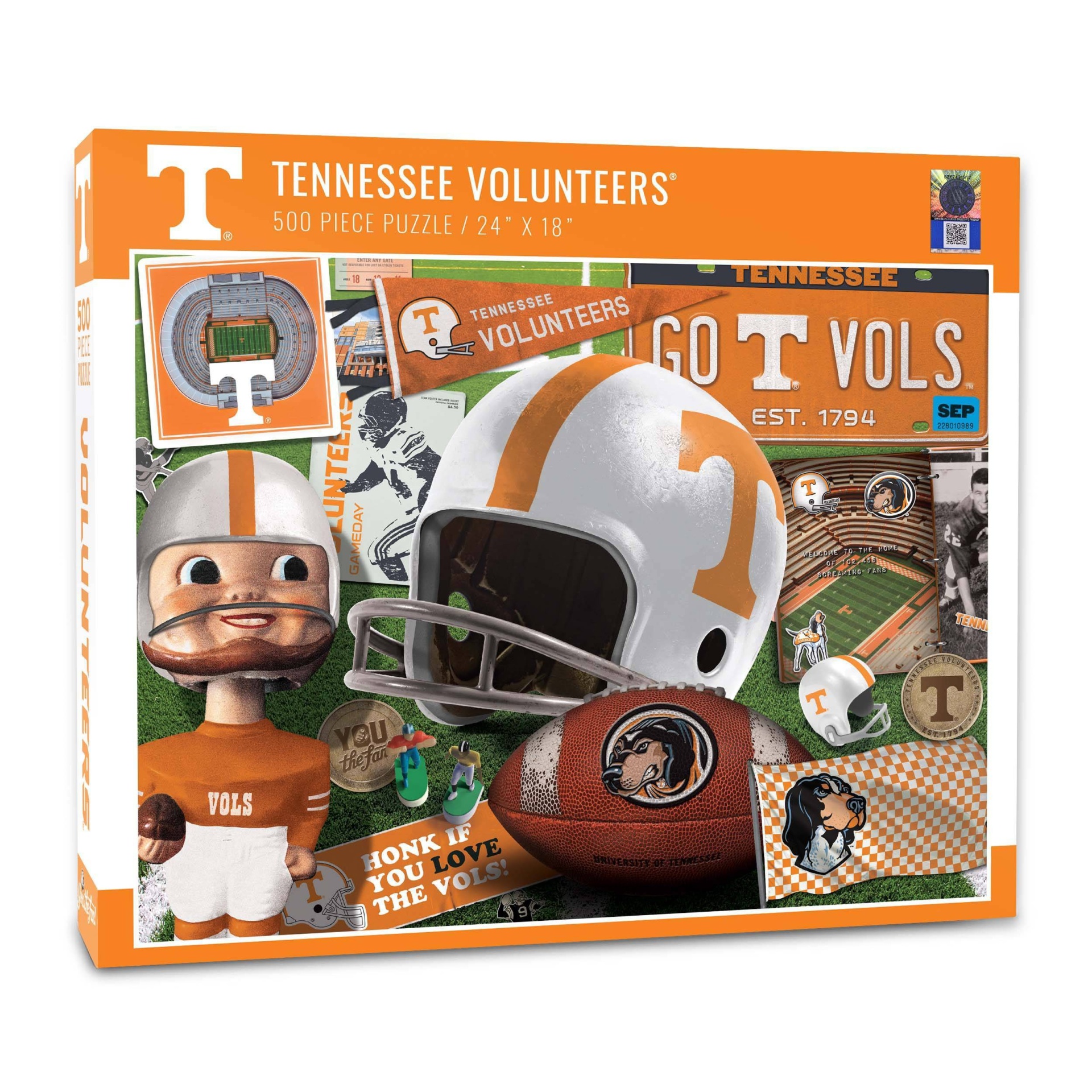 slide 1 of 3, NCAA Tennessee Volunteers Throwback Puzzle, 500 ct