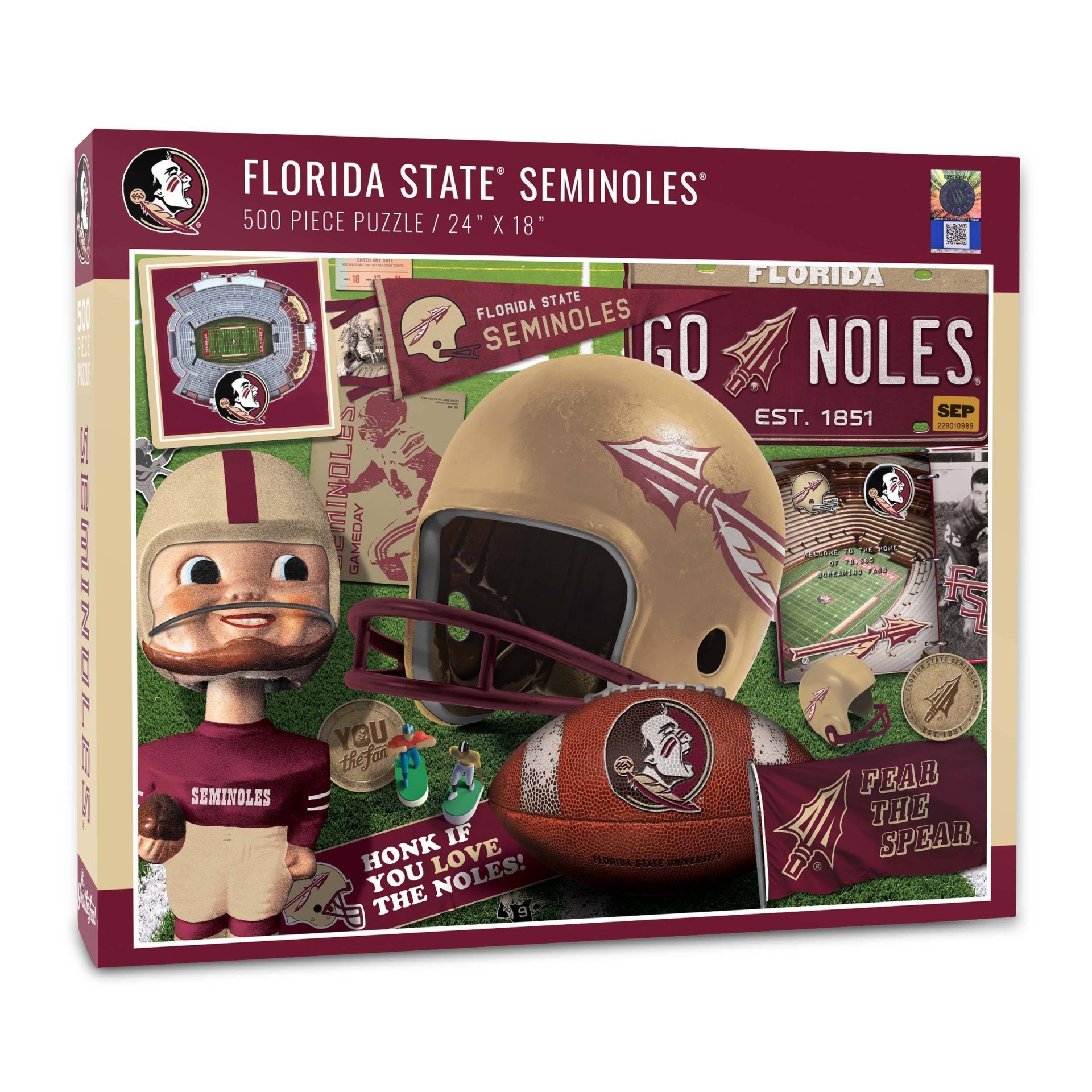 slide 1 of 3, NCAA Florida State Seminoles Throwback Puzzle, 500 ct