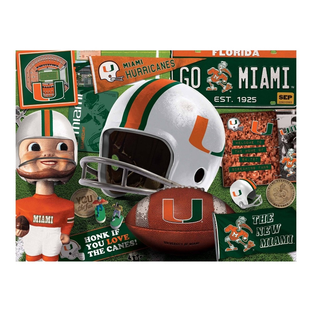 slide 3 of 3, NCAA Miami Hurricanes Throwback Puzzle, 500 ct