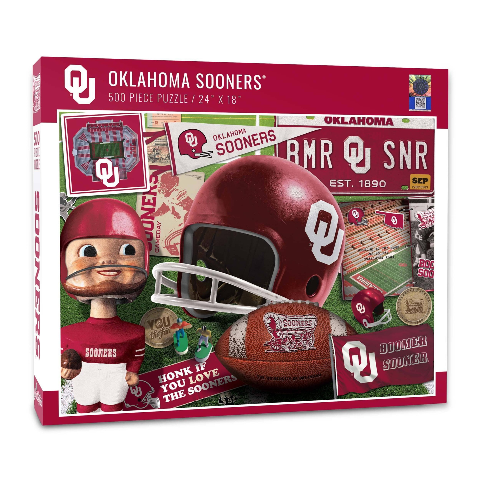 slide 1 of 3, NCAA Oklahoma Sooners Throwback Puzzle, 500 ct