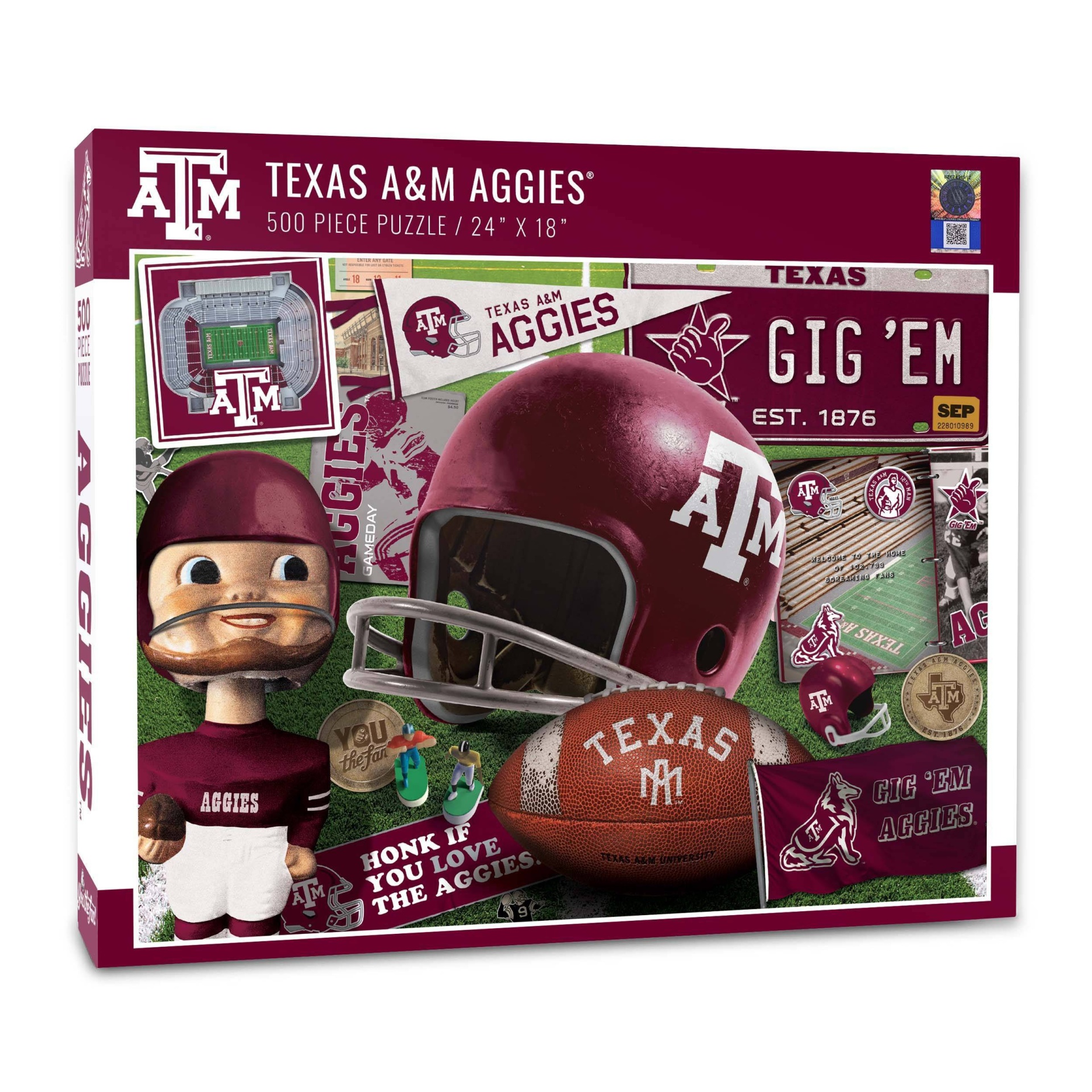 slide 1 of 3, NCAA Texas A&M Aggies Throwback Puzzle, 500 ct