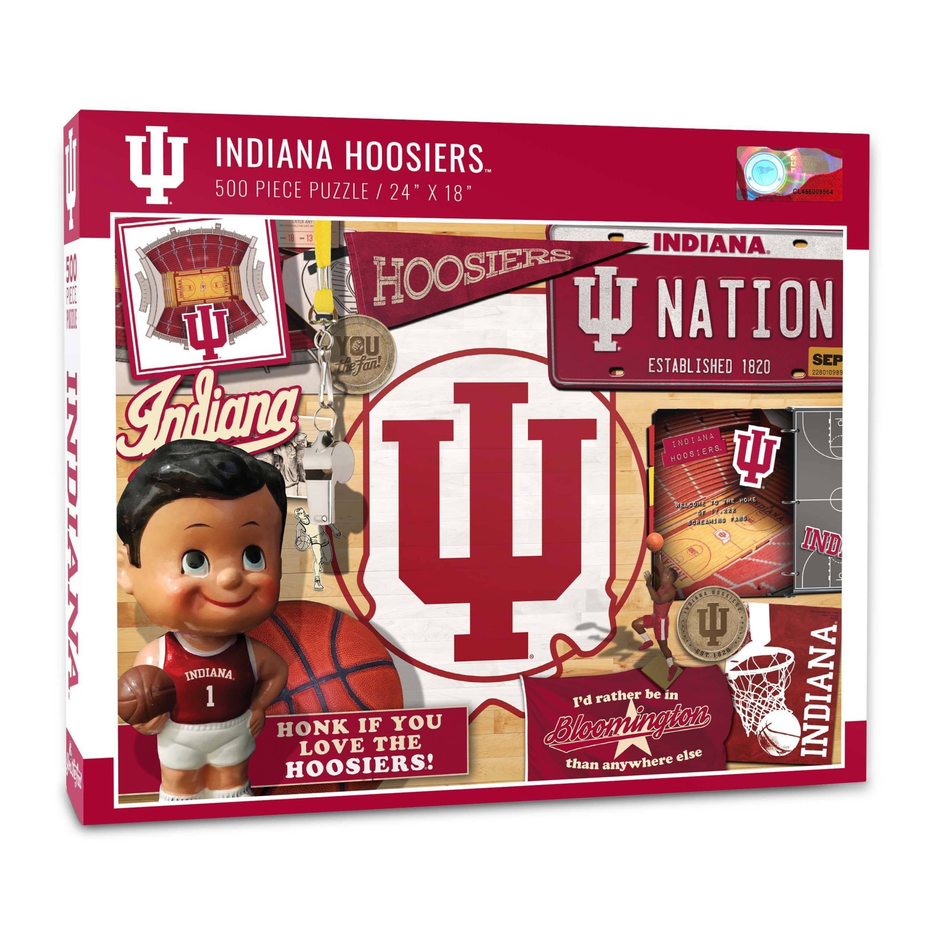 slide 1 of 3, NCAA Indiana Hoosiers Throwback Puzzle, 500 ct