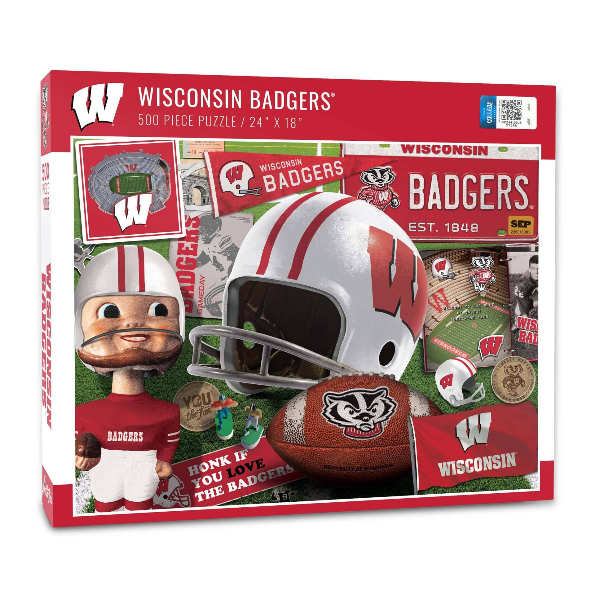 slide 1 of 3, NCAA Wisconsin Badgers Throwback Puzzle, 500 ct