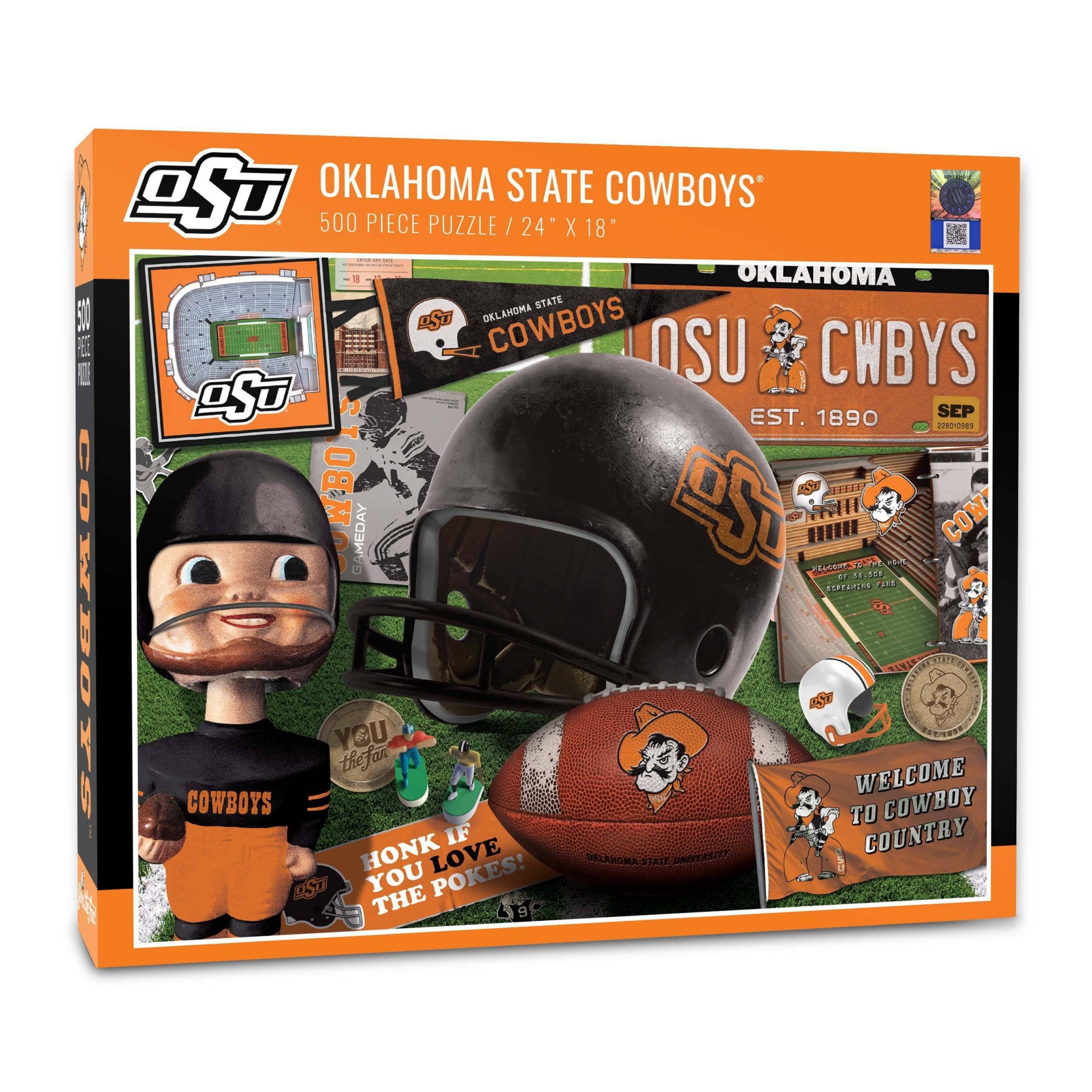 slide 1 of 3, NCAA Oklahoma State Cowboys Throwback Puzzle, 500 ct