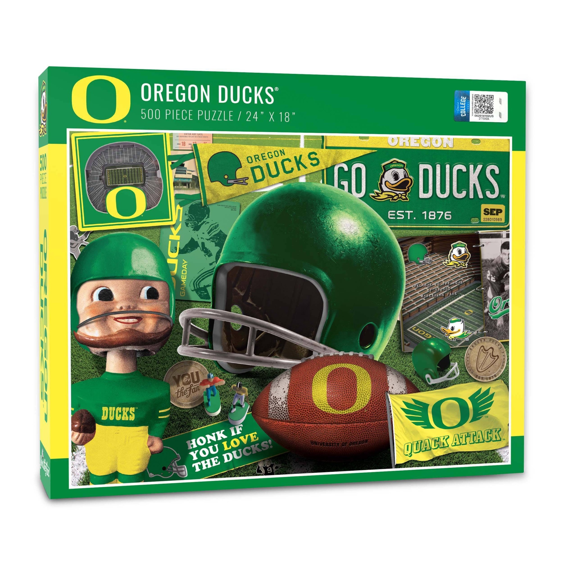 slide 1 of 3, NCAA Oregon Ducks Throwback Puzzle, 500 ct