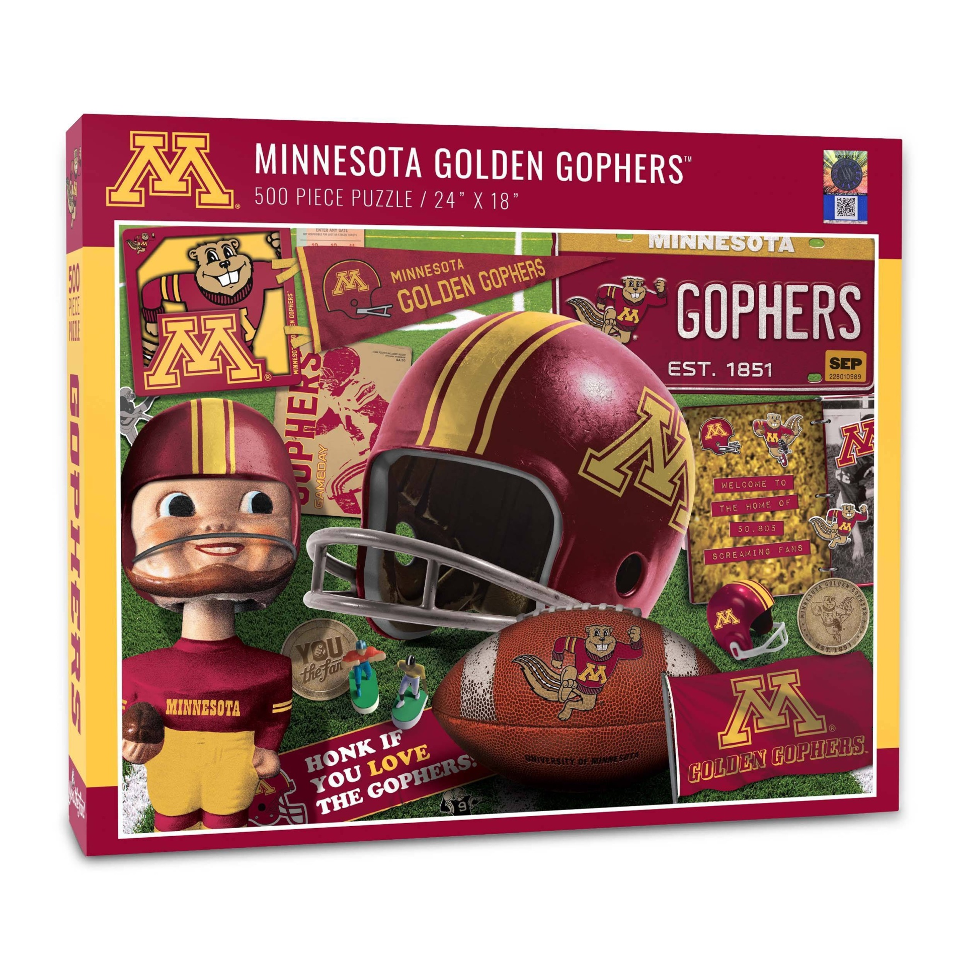 slide 1 of 3, NCAA Minnesota Golden Gophers Throwback Puzzle, 500 ct