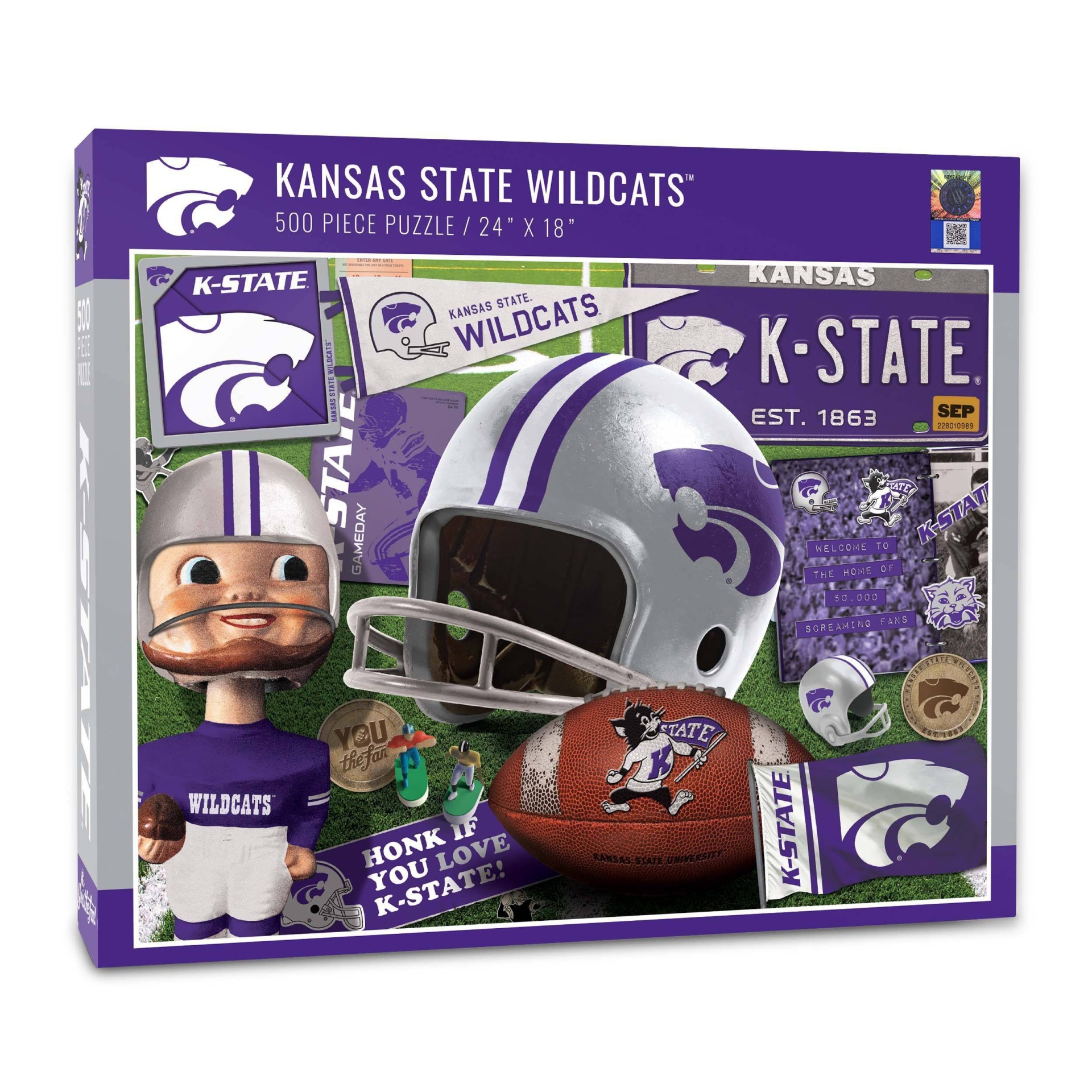 slide 1 of 3, NCAA Kansas State Wildcats Throwbacks Puzzle, 500 ct