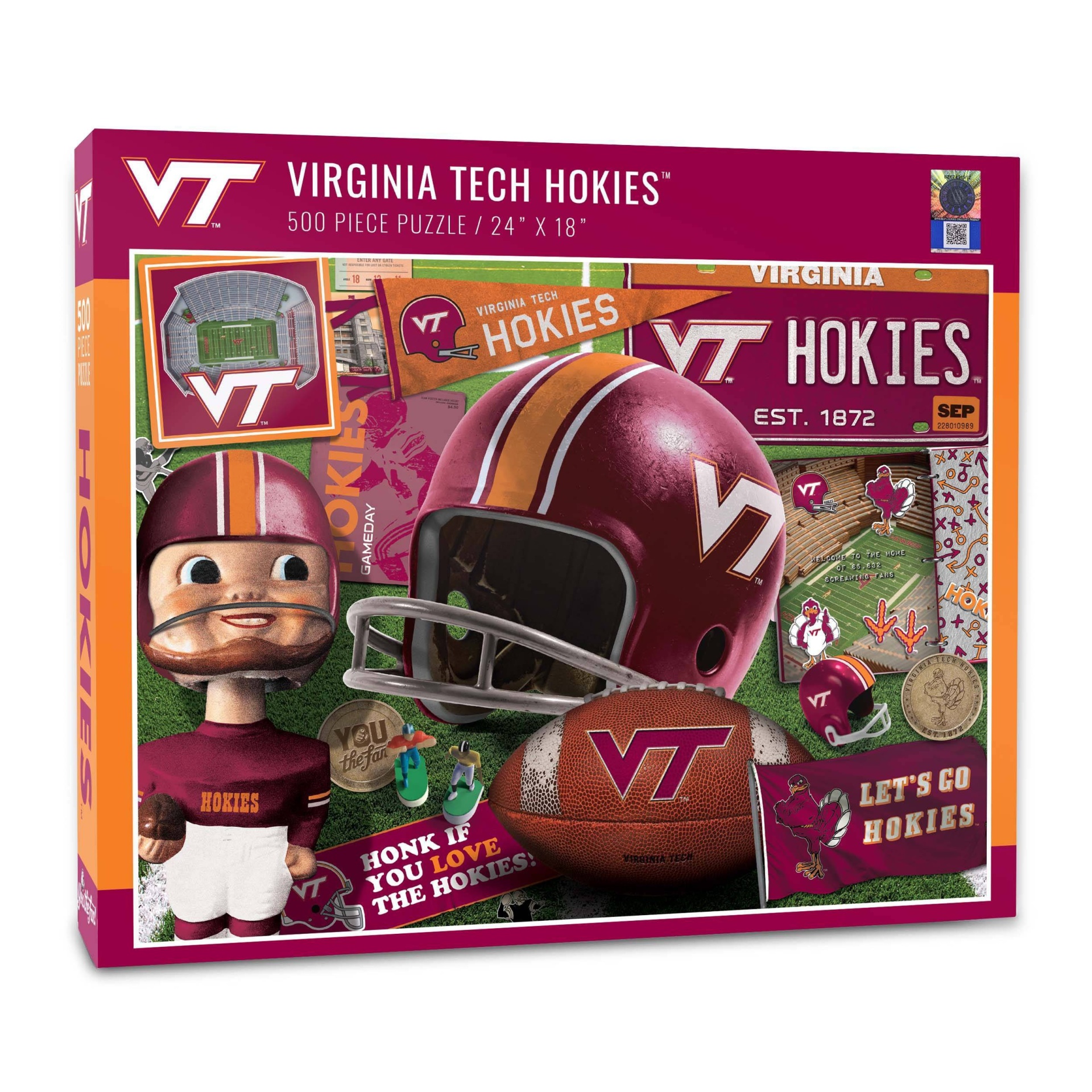 slide 1 of 3, NCAA Virginia Tech Hokies Throwback Puzzle, 500 ct