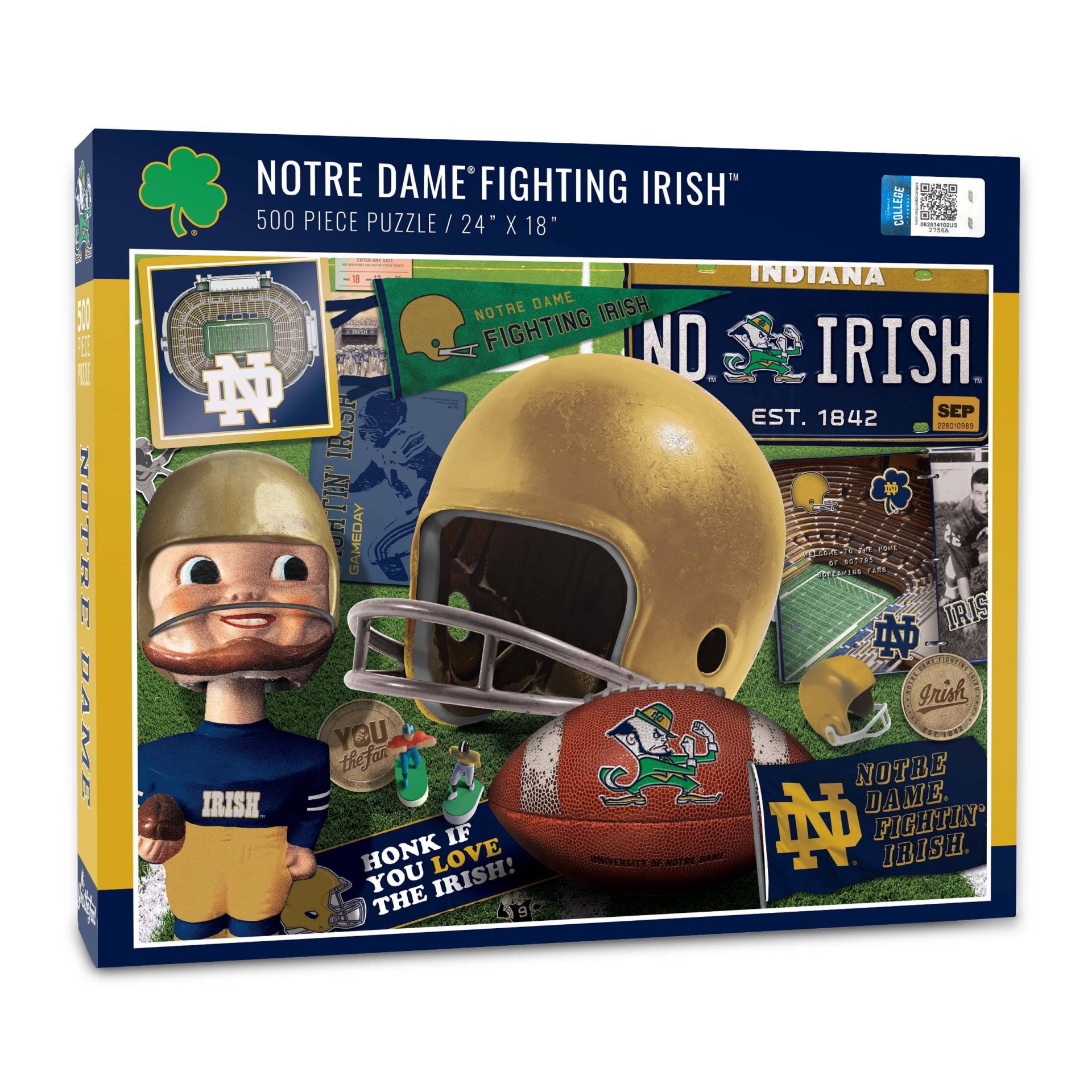 slide 1 of 3, NCAA Notre Dame Fighting Irish Throwback Puzzle, 500 ct