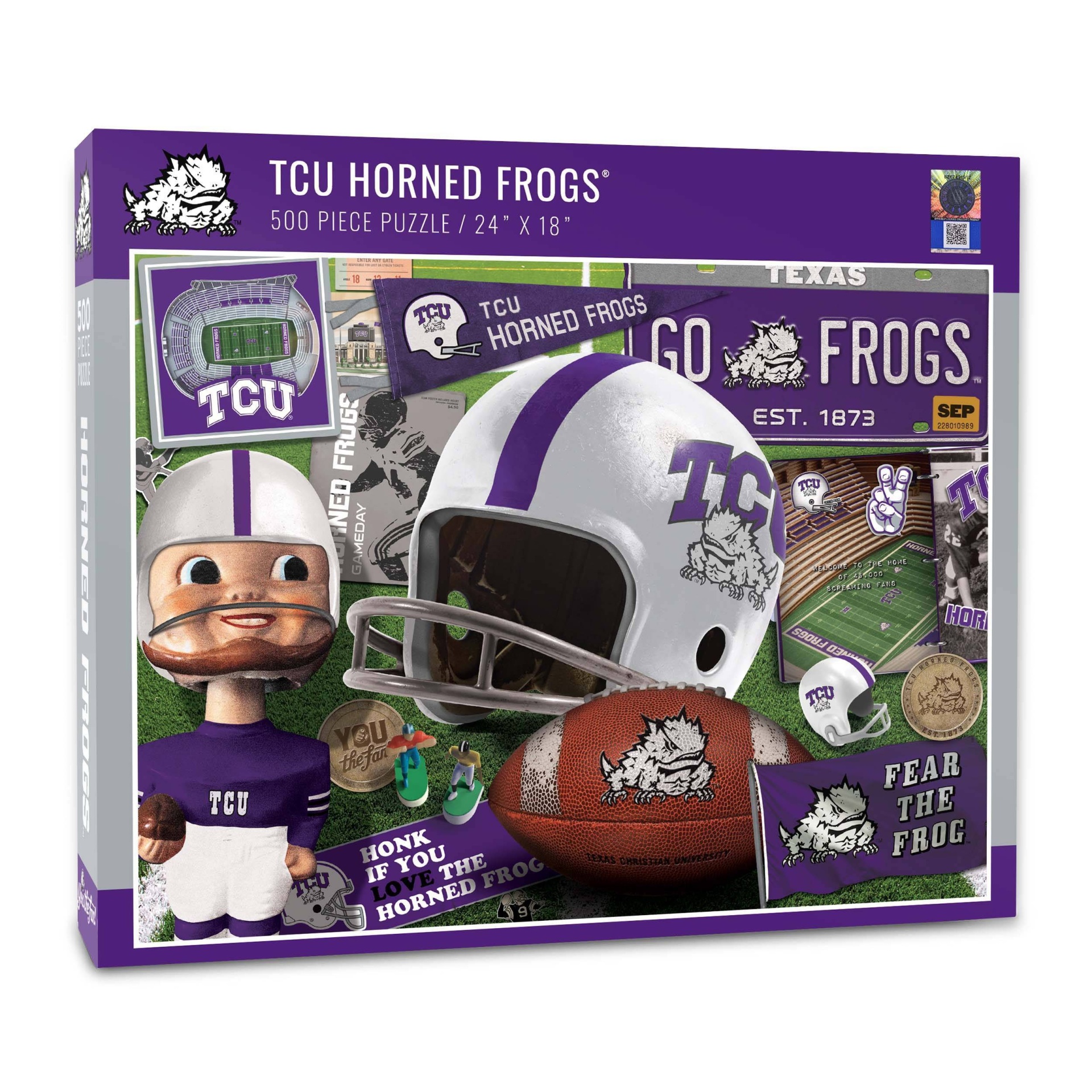 slide 1 of 3, NCAA TCU Horned Frogs Throwback Puzzle, 500 ct