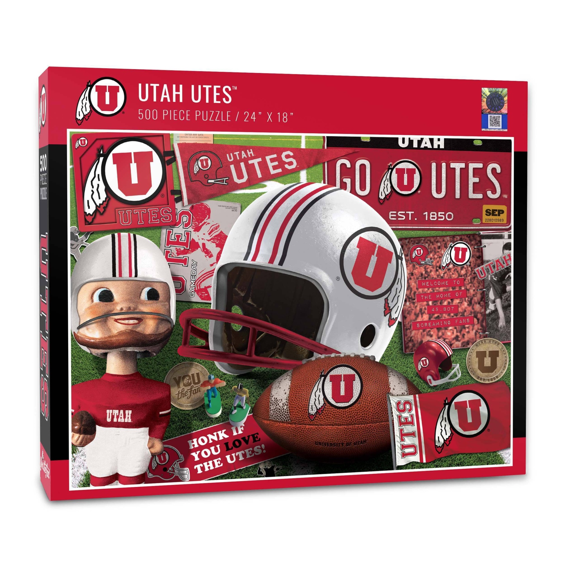 slide 1 of 3, NCAA Utah Utes Throwback Puzzle, 500 ct