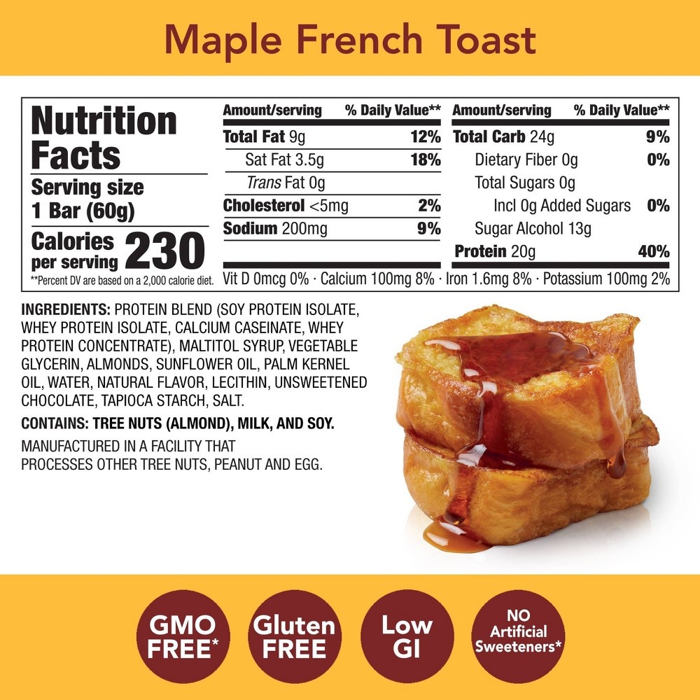 slide 4 of 4, thinkThin think! High Protein Maple French Toast Bars, 10.5 oz, 5 ct