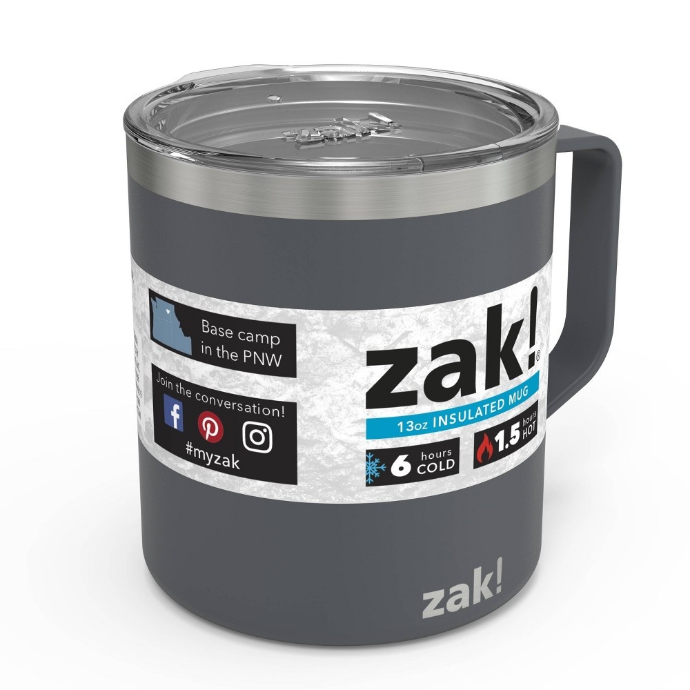 Zak! Designs Double Wall Stainless Steel Black Tumbler Soup Coffee Camp Mug  13oz