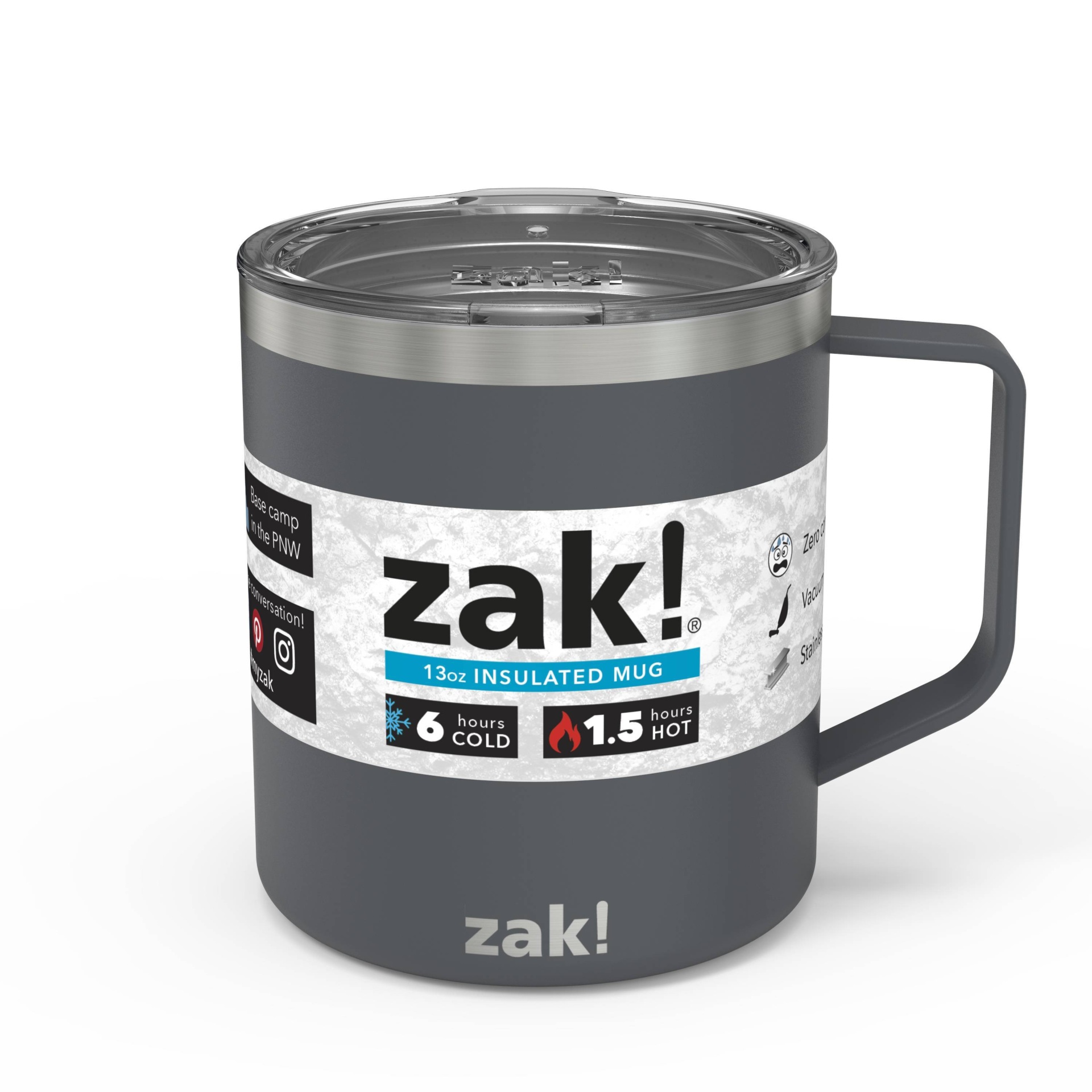 Zak Designs Zak! 13oz Double Wall Stainless Steel Explorer Mug - Dark Gray  1 ct